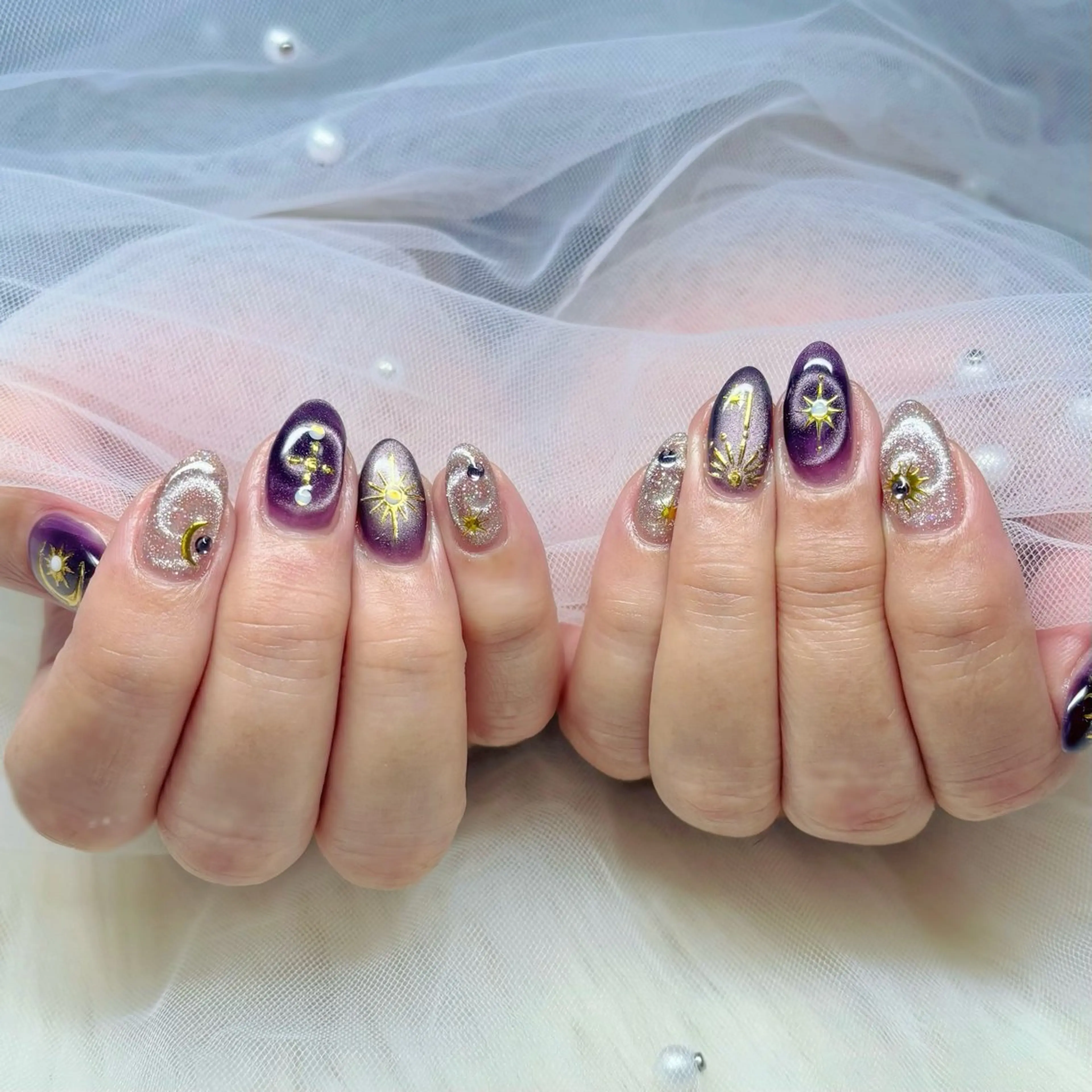 ネイル マグネットネイル ハンドネイル Yuna🩵 RE:N.Nailのネイルデザイン