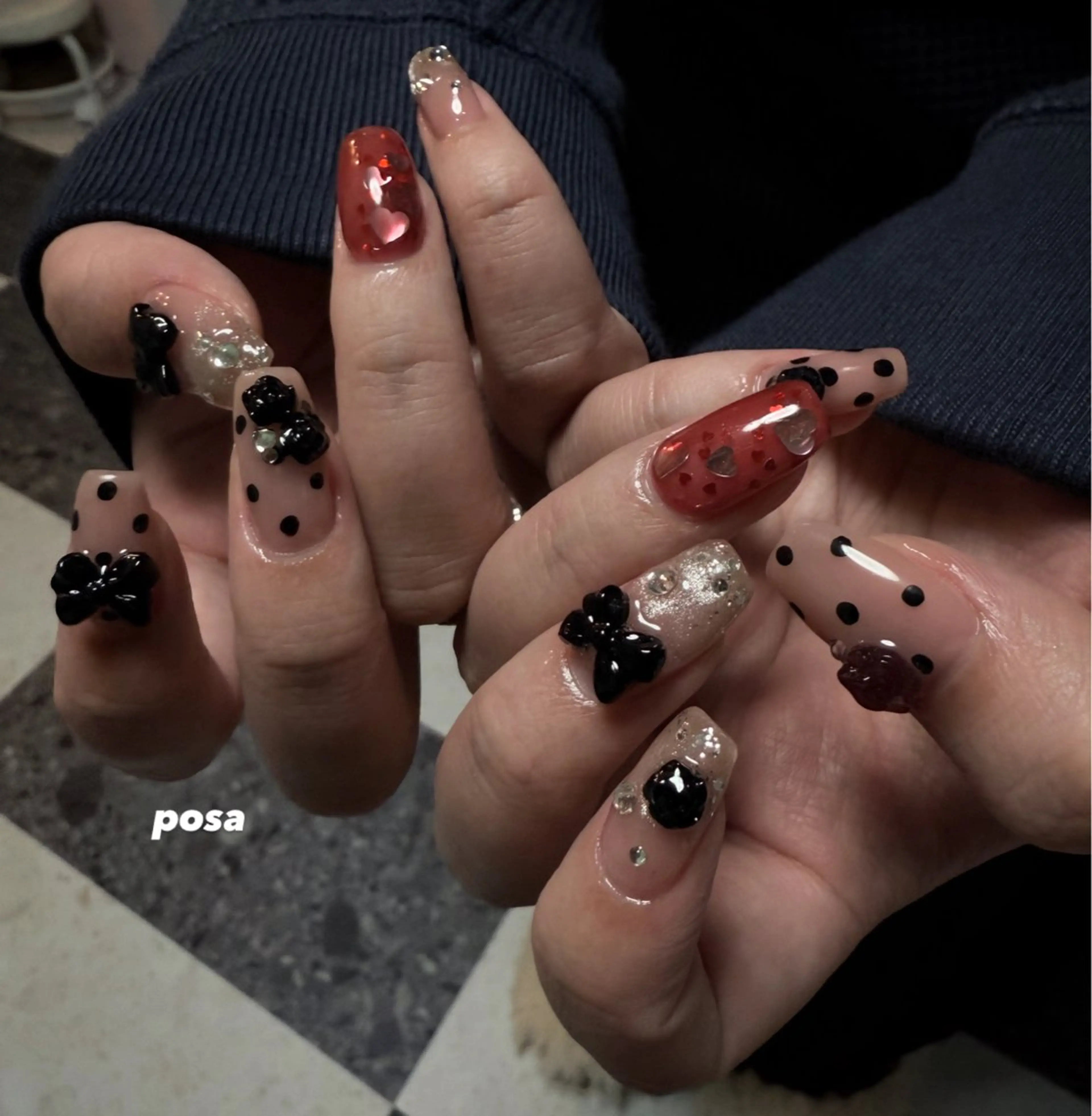ネイル キラキラネイル シンプルネイル ハンドネイル posa nail モエミのネイルデザイン