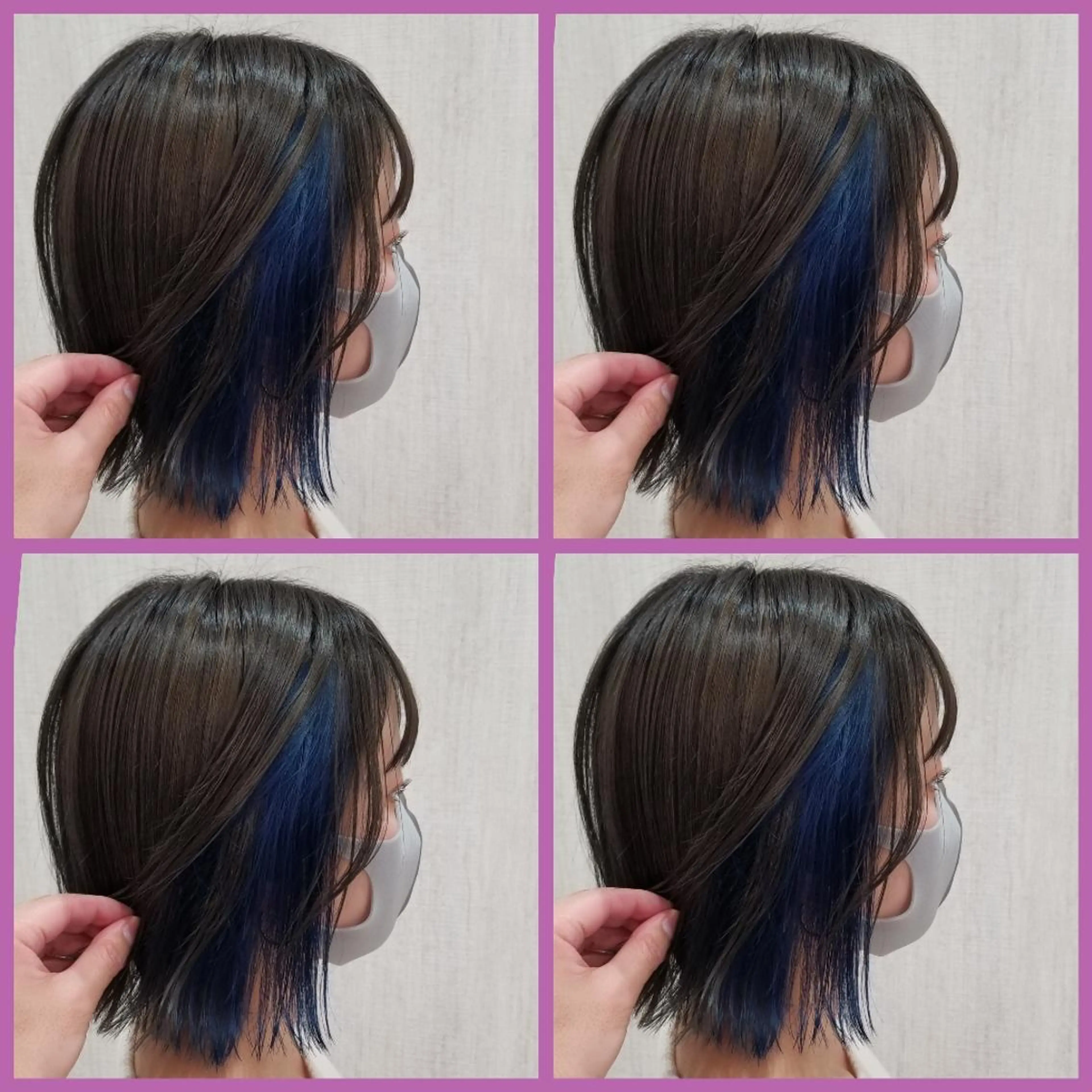 ショート カラー 切りっぱなしボブ ブルーカラー インナーカラー ボブ カット ヘアカラー 顔周りレイヤーカット 髪質改善代表西村功平のヘアスタイル