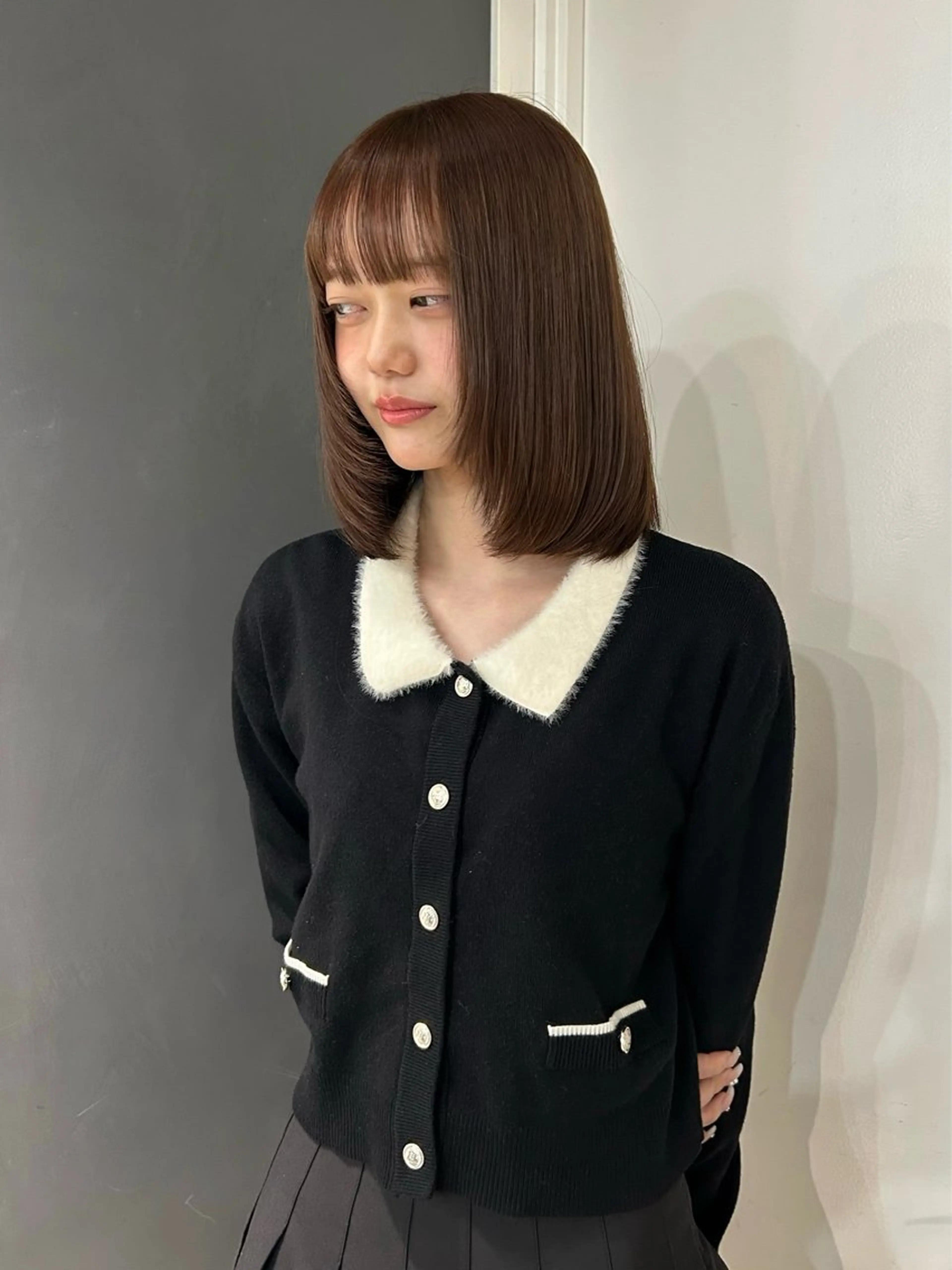 ミディアム カット ヘアカラー トリートメント えり 堀江/ボブ /韓国ヘア/レイヤーのヘアスタイル