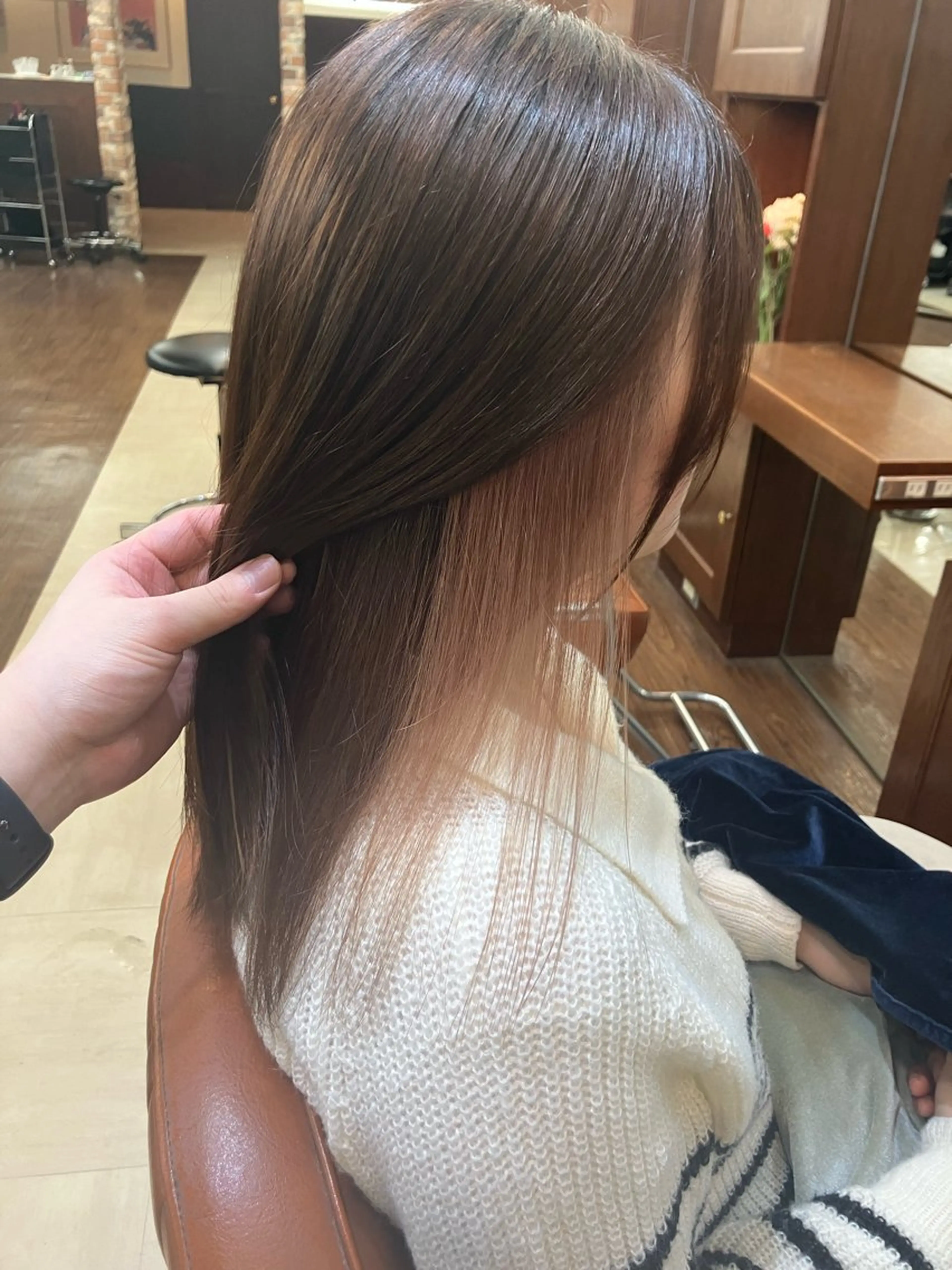 ミディアム カラー 縮毛矯正 トリートメント 【感動の美髪矯正】 溝の口/佐藤那都💫のヘアスタイル