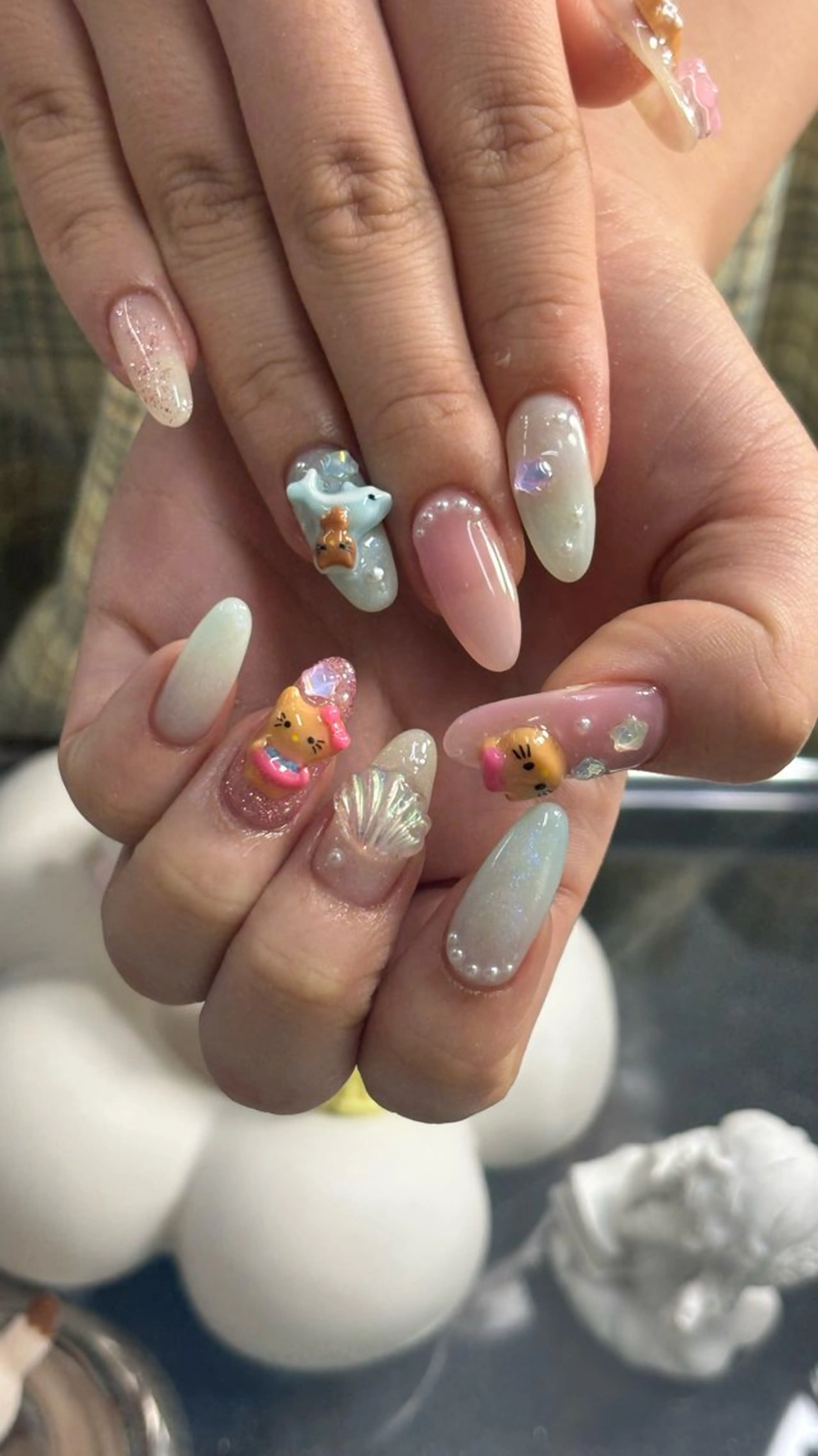 ネイル ガーリー 韓国ネイル 夏ネイル ハンドネイル ꒰ঌheaven໒꒱ chieのネイルデザイン