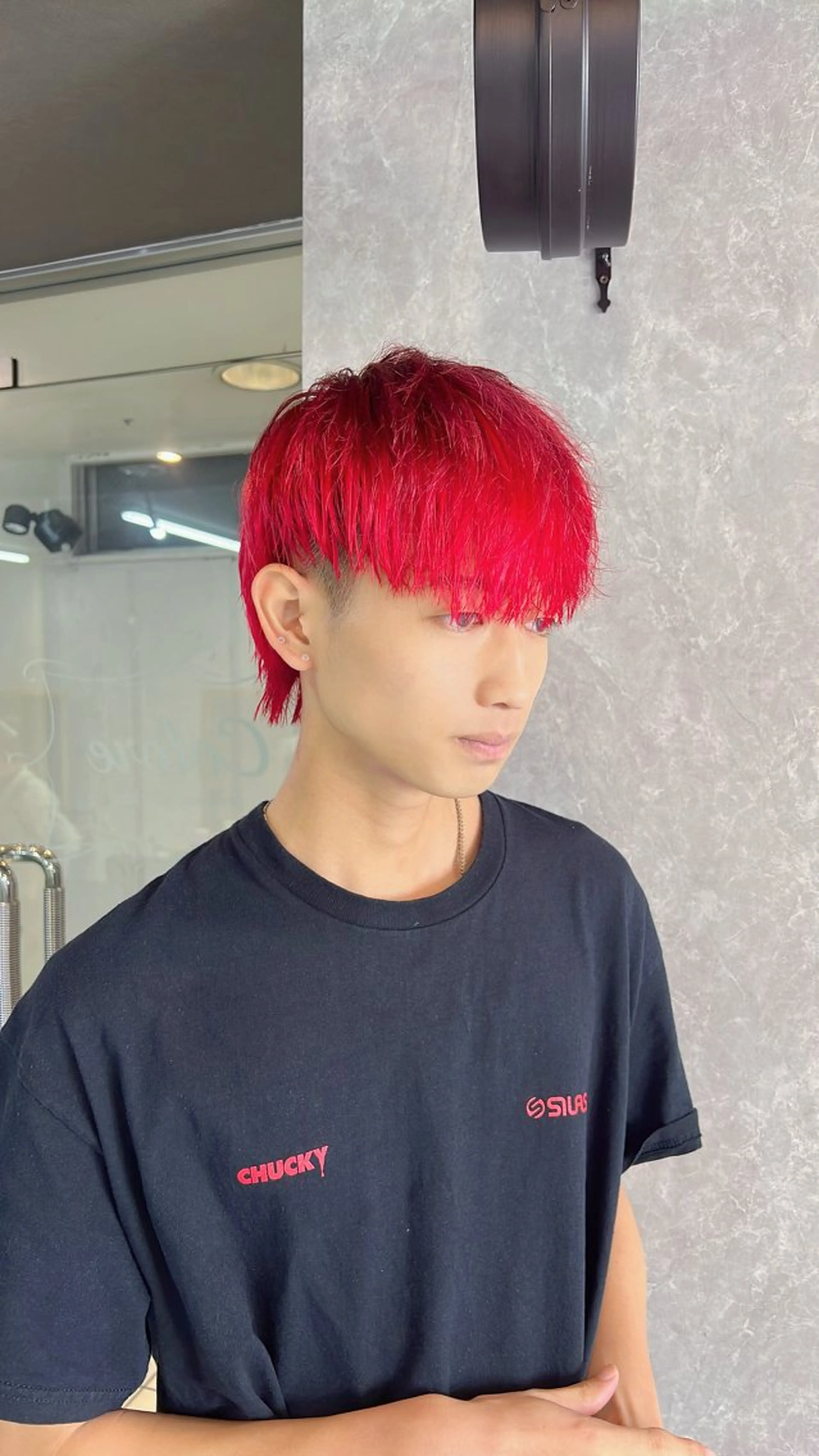 カラー メンズ メンズブリーチ ブリーチ ダブルカラー レッドカラー men's&ladys J'sGrace【メンズアンドレディース ジェイズグレイス】所属・🌻J'sGrace /JUMA🌻のヘアスタイル