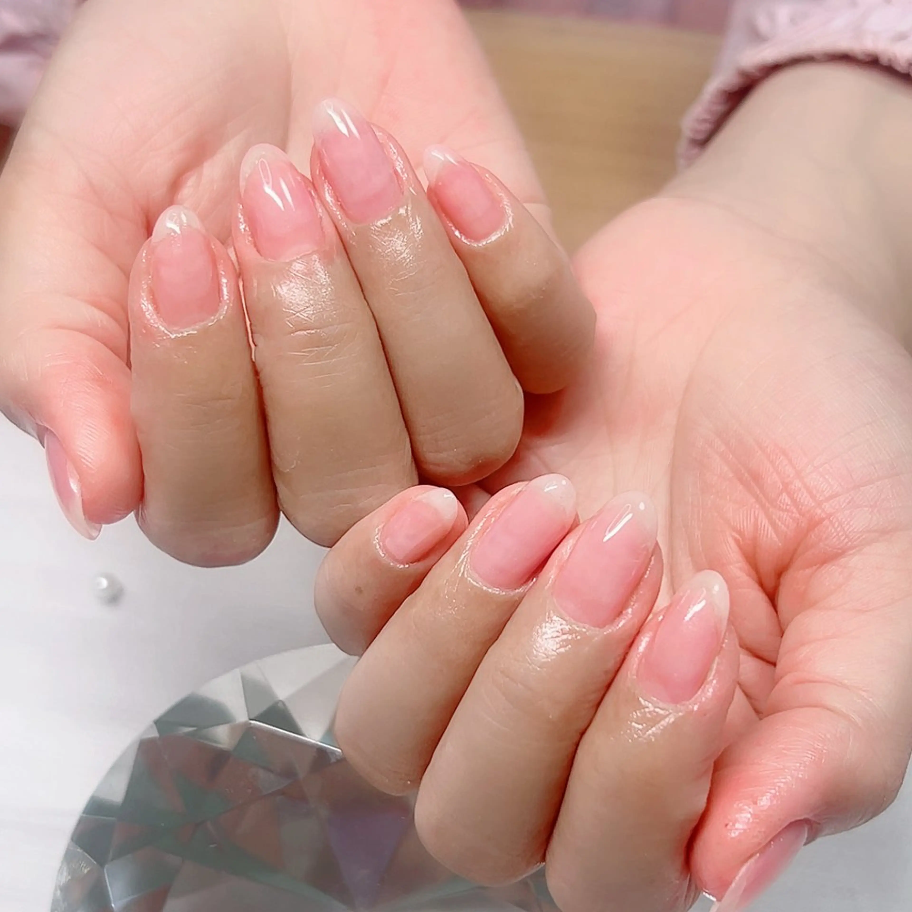 ネイル クリアネイル オフィスネイル ワンカラーネイル ピンク Cute Tips nailのネイルデザイン