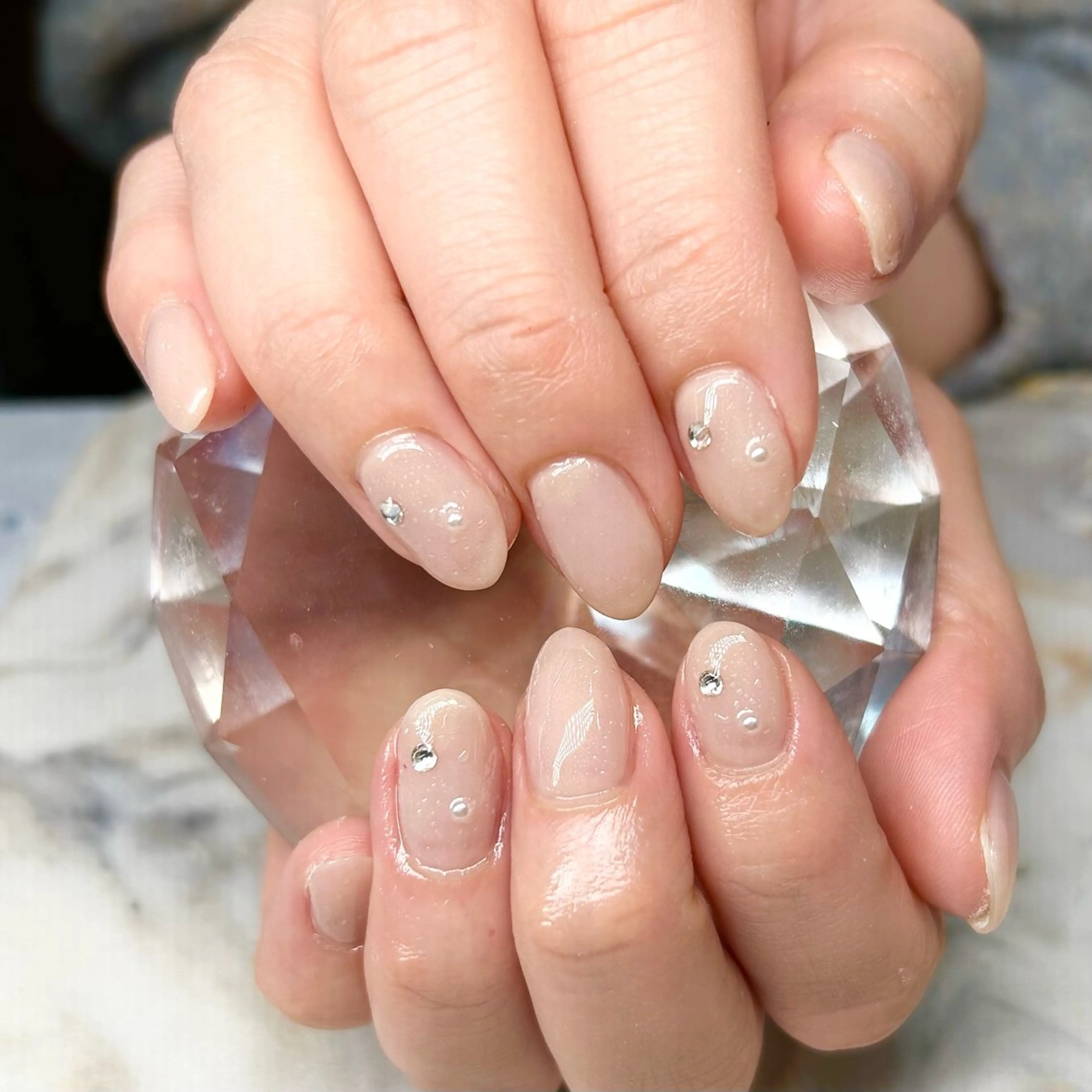 ネイル ピンク シンプルネイル ストーンネイル Nail Stellaのネイルデザイン