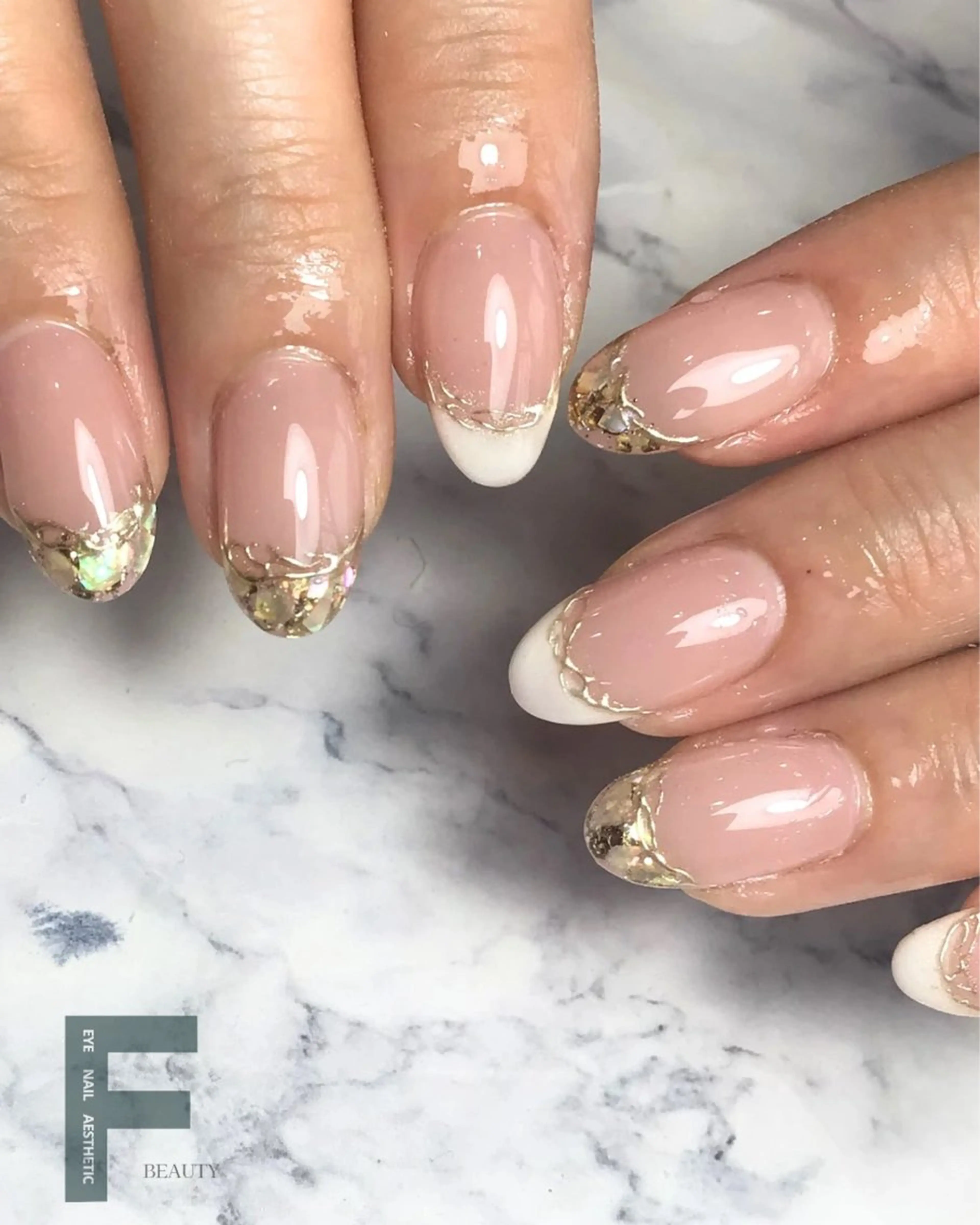 ネイル フレンチネイル ミラーネイル 持ち込み Nail Day 西院店のネイルデザイン