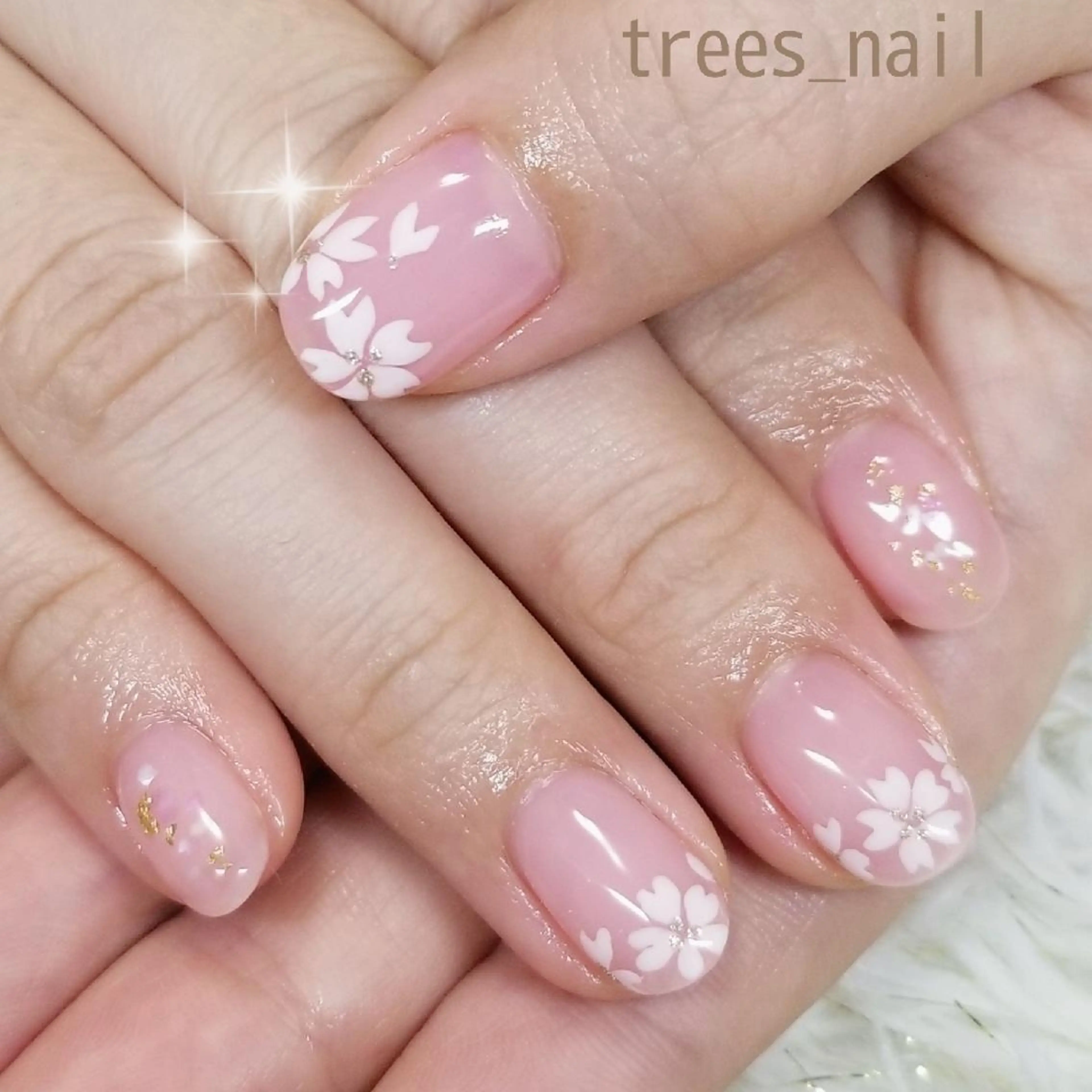 ネイル アートネイル 桜ネイル ピンク 春ネイル trees_ nailのネイルデザイン