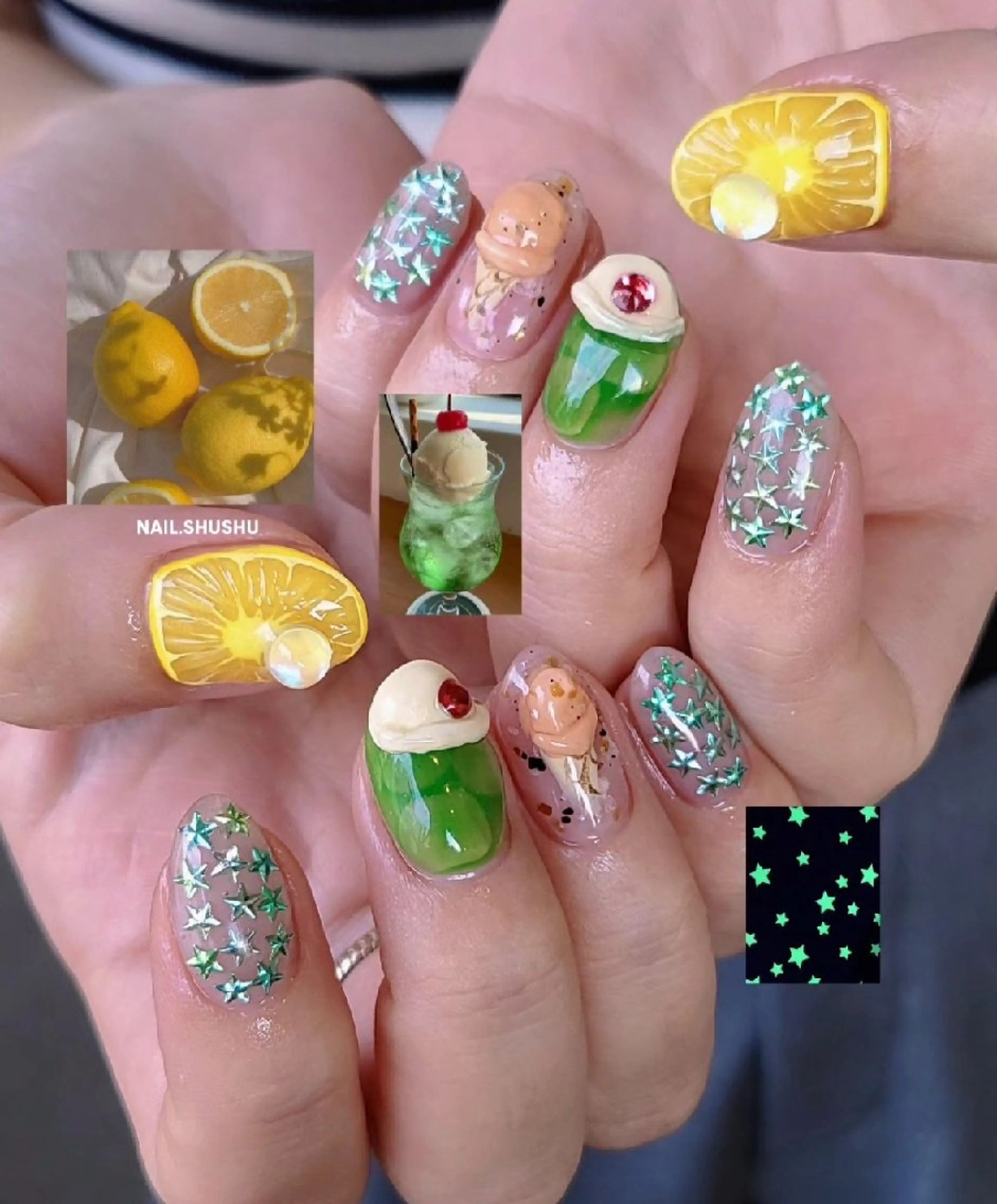 ネイル ハンドネイル 3dパーツ/流行り 👧shushu❤️のネイルデザイン