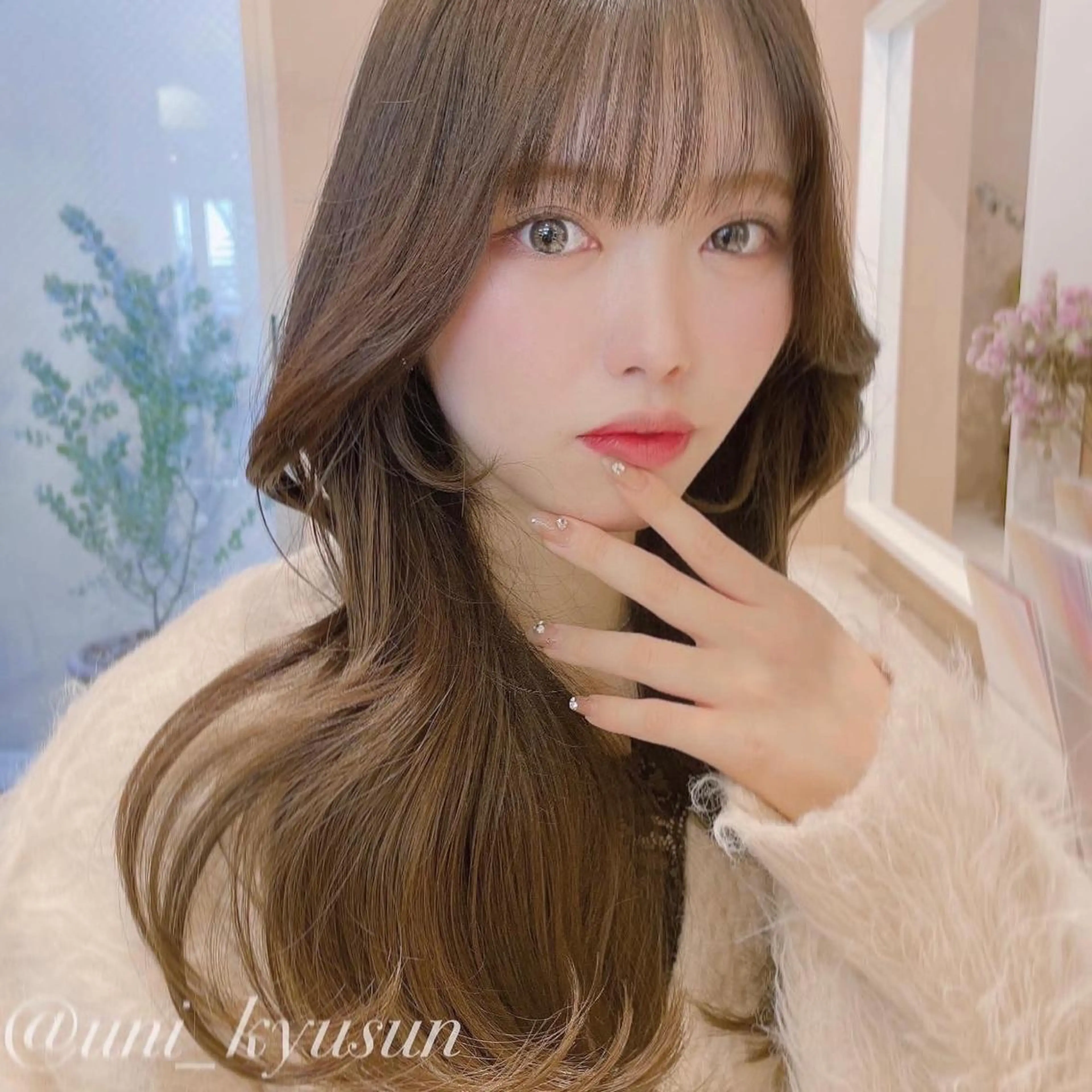 ロング カット ヘアカラー トリートメント 本格韓国ヘア🇰🇷 【uni】キューさんのヘアスタイル