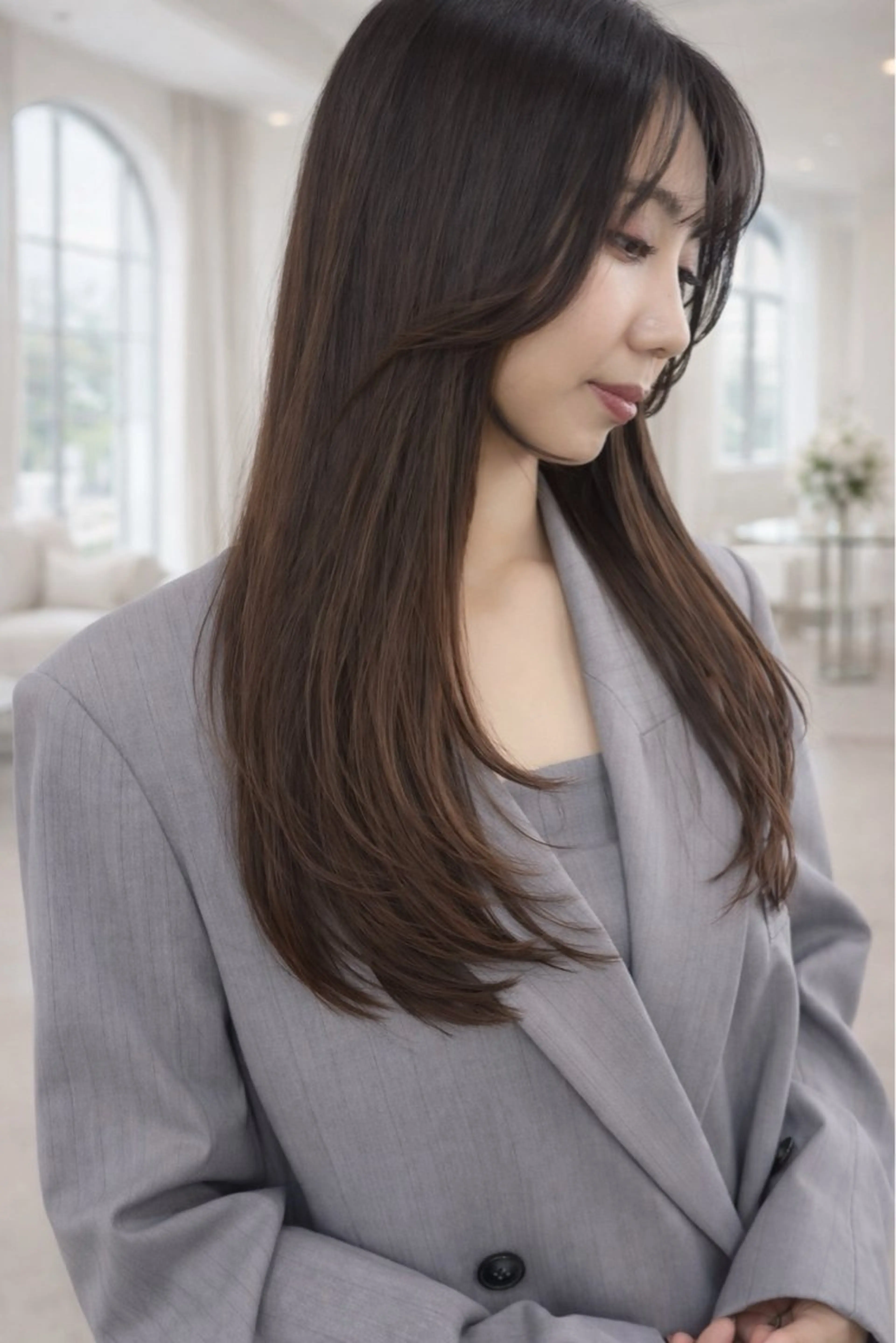 ミディアム カラー イルミナカラー カット ヘアカラー grand juteのヘアスタイル