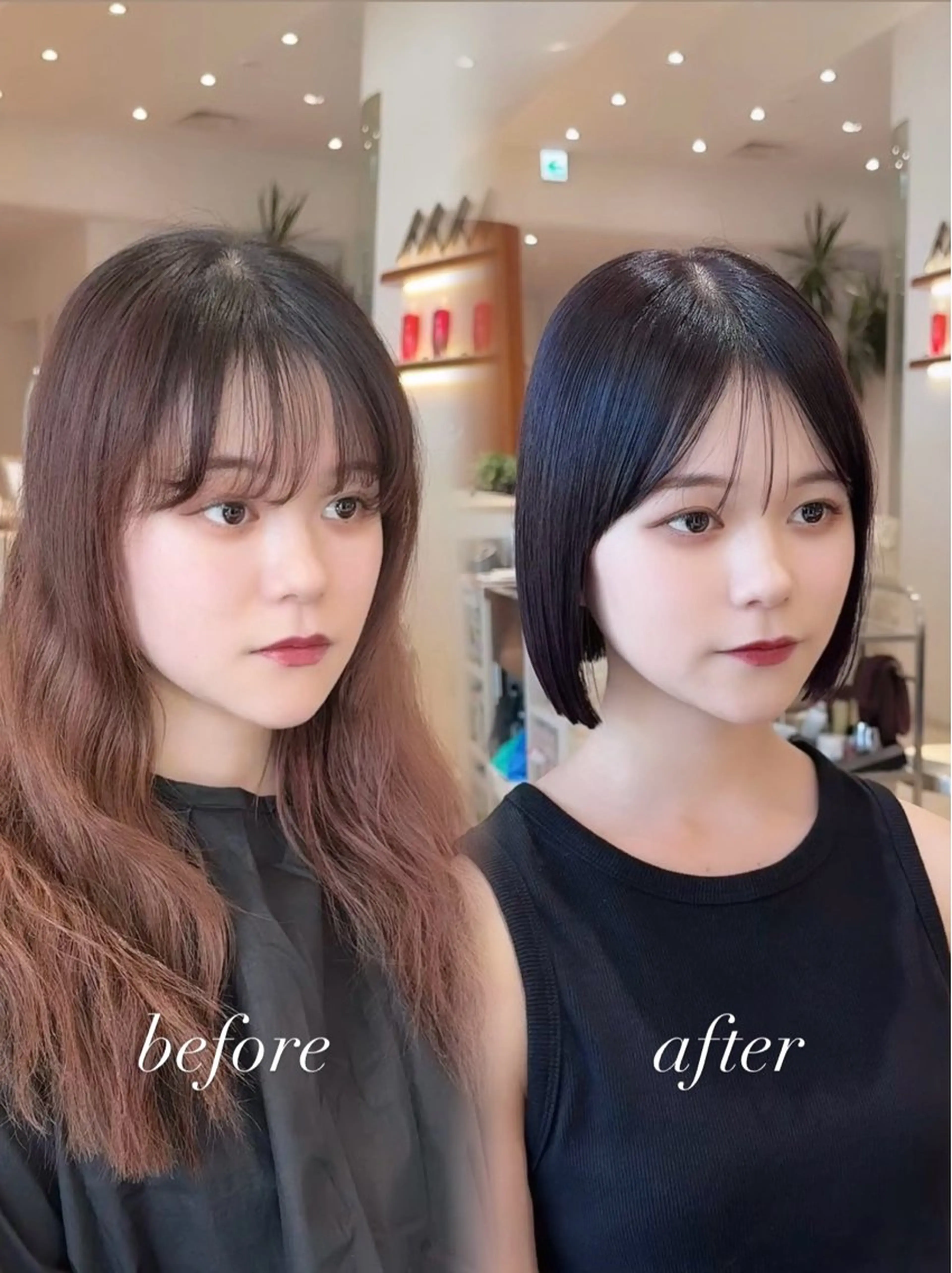 ミディアム カラー 切りっぱなしボブ ショートボブ ボブレイヤー 透明感カラー ボブ カット ヘアカラー トリートメント 渋谷ボブ/レイヤー ボブ田中航平のヘアスタイル