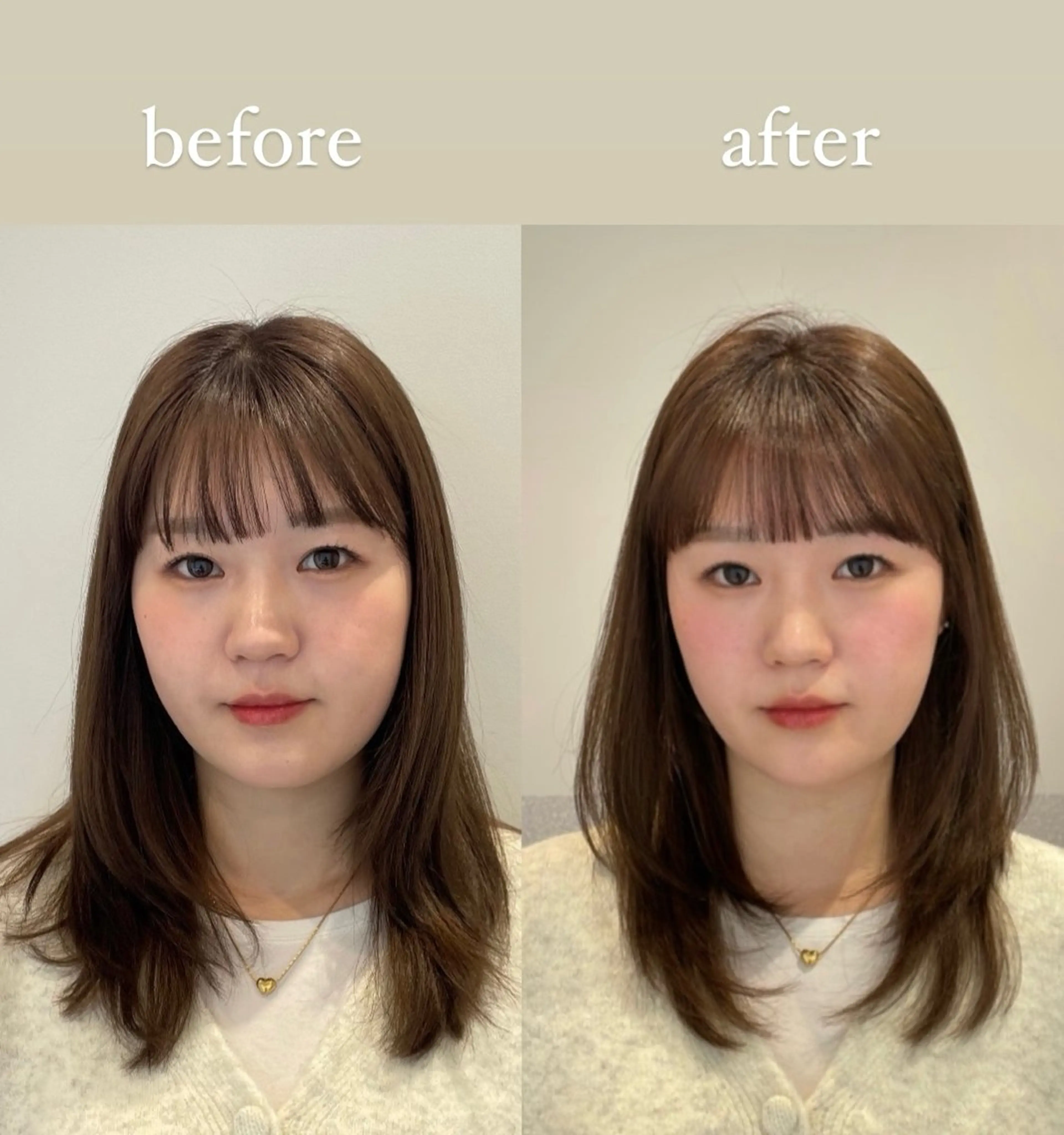 ミディアム 韓国風ヘア レイヤーカット カット ヘアカラー トリートメント ❤︎︎韓国ヘア❤︎︎ 𝑺𝒉𝒊𝒉𝒐のヘアスタイル