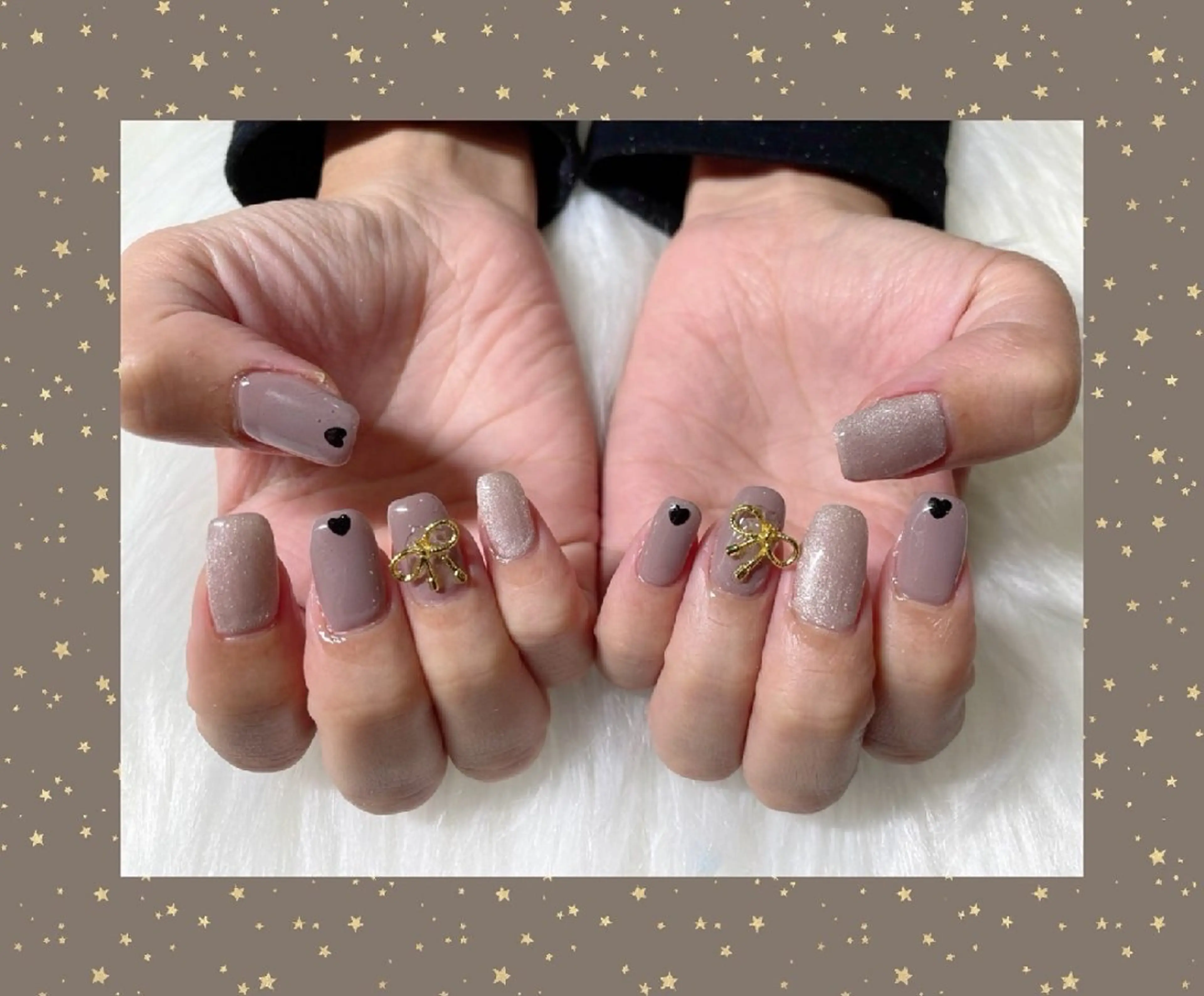 ネイル ハート マグネットネイル リボン ハンドネイル 西浦 早稀のネイルデザイン