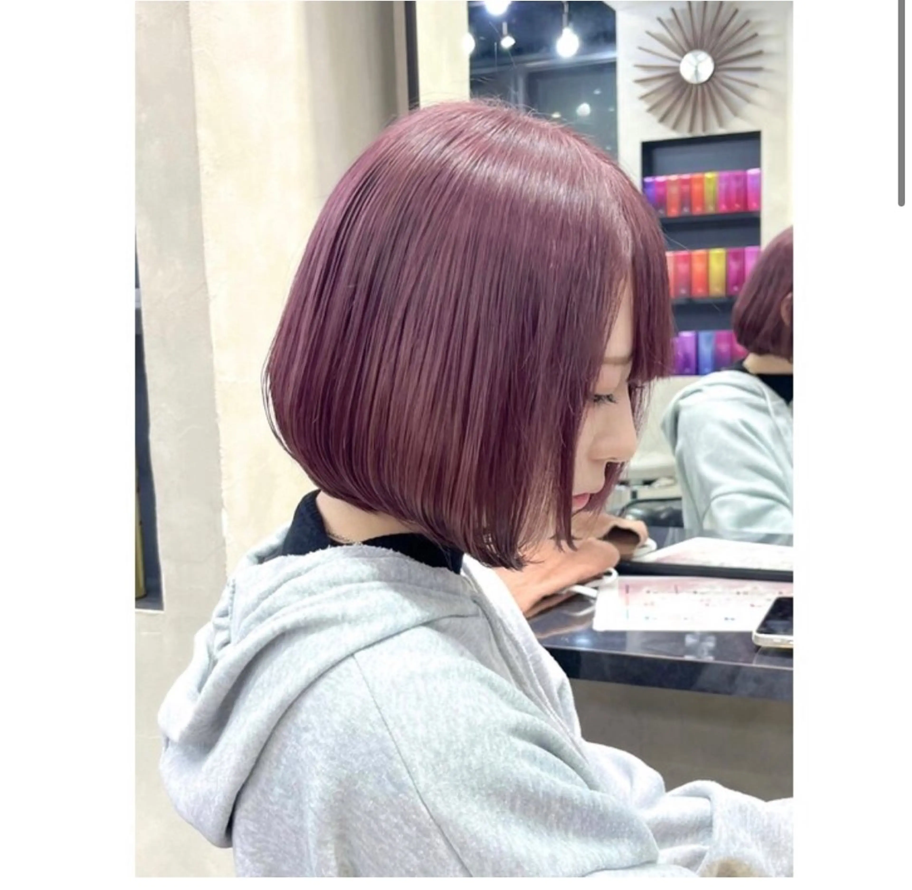 ショート ピンクラベンダー 濱川響太レディース カットモデルのヘアスタイル