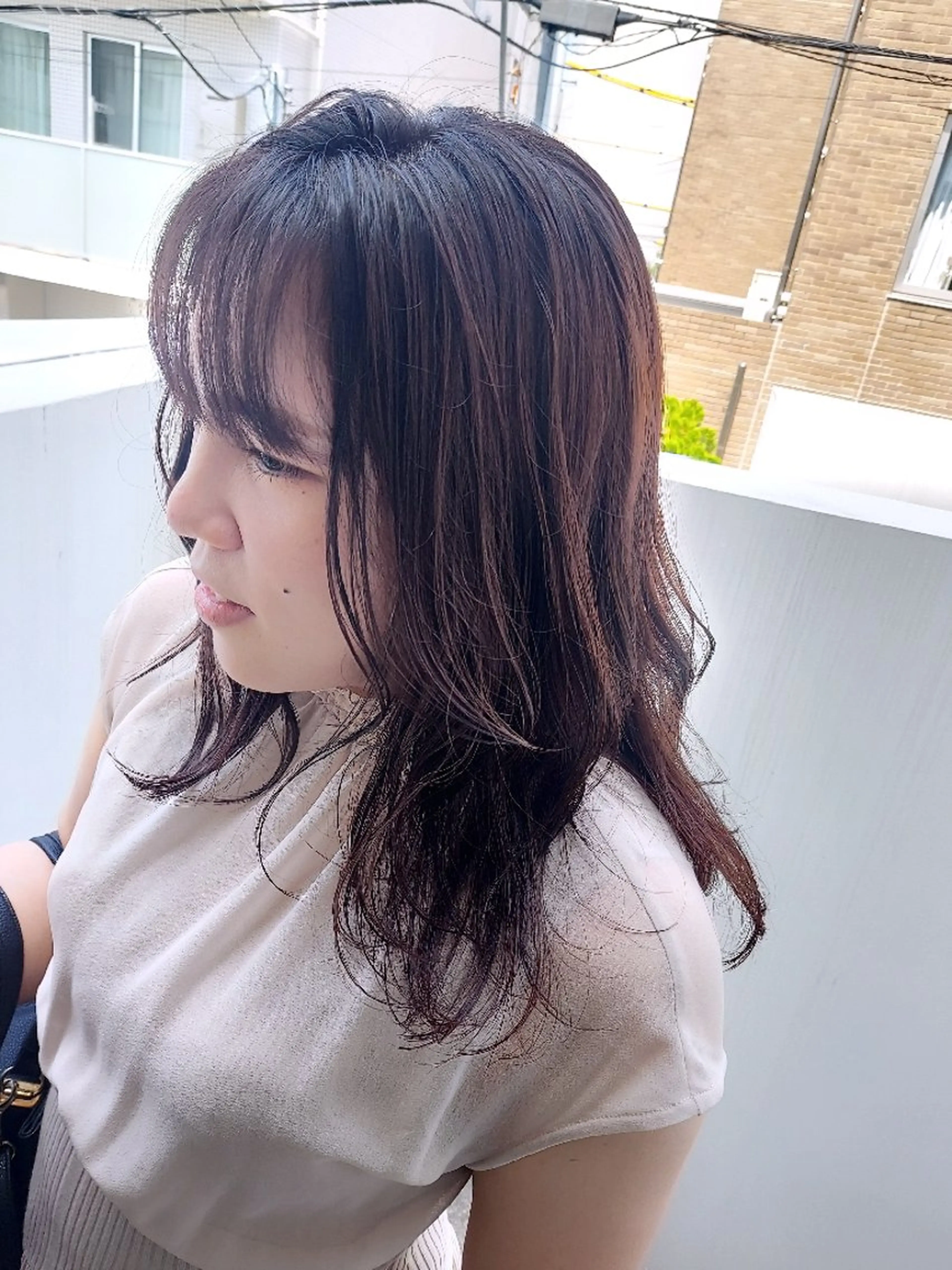 セミロング カラー ブラウンカラー ピンクカラー ピンクブラウン 樋口 千尋のヘアスタイル