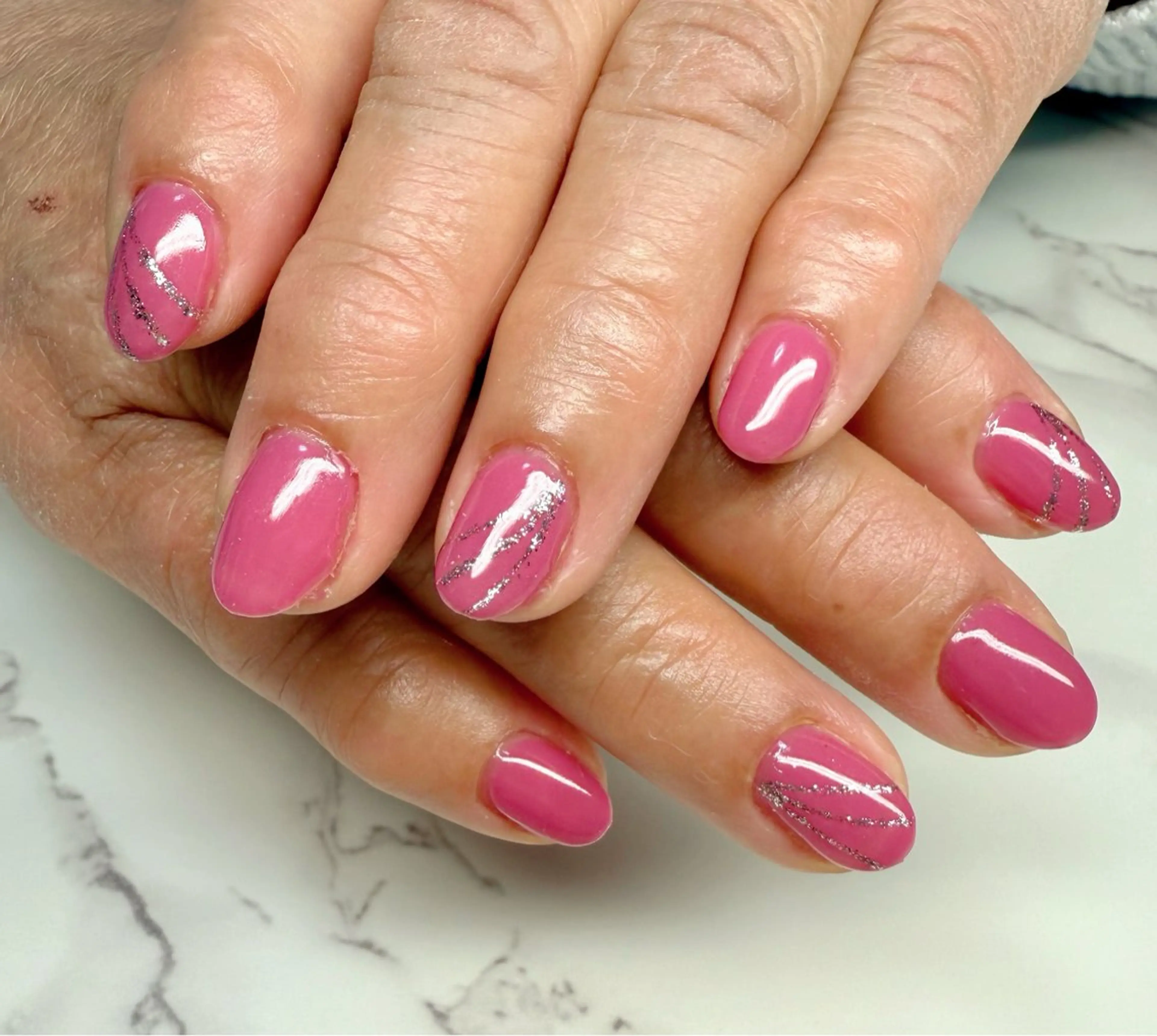 ネイル アートネイル チークネイル フレンチネイル キラキラネイル ラメ(グリッター) M.N_ nailのネイルデザイン