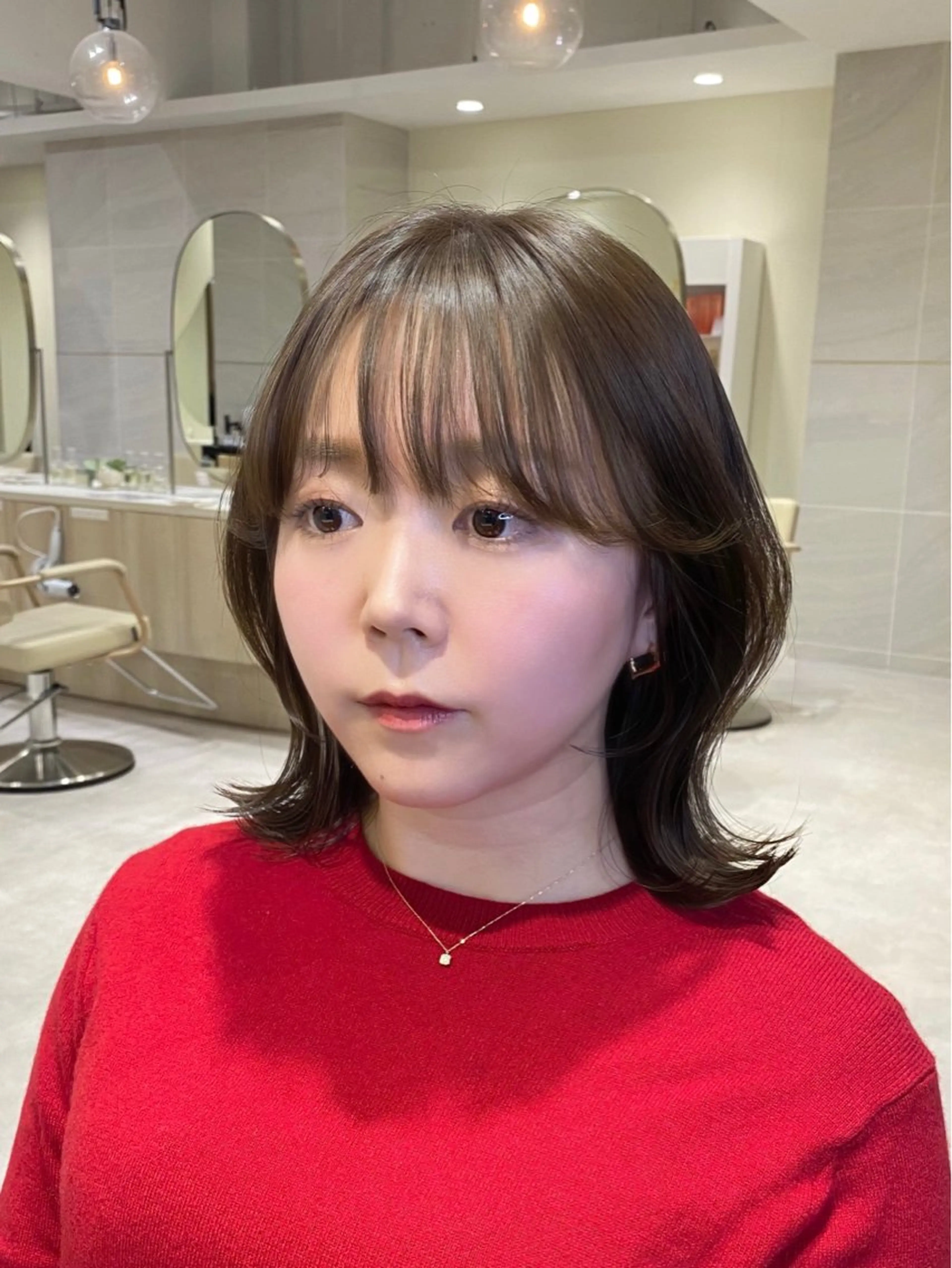 ミディアム カラー ベージュカラー くびれヘア カット ヘアカラー トリートメント Ms.CHARM所属・透明感カラー🌿 グレージュ🐺陽介のヘアスタイル