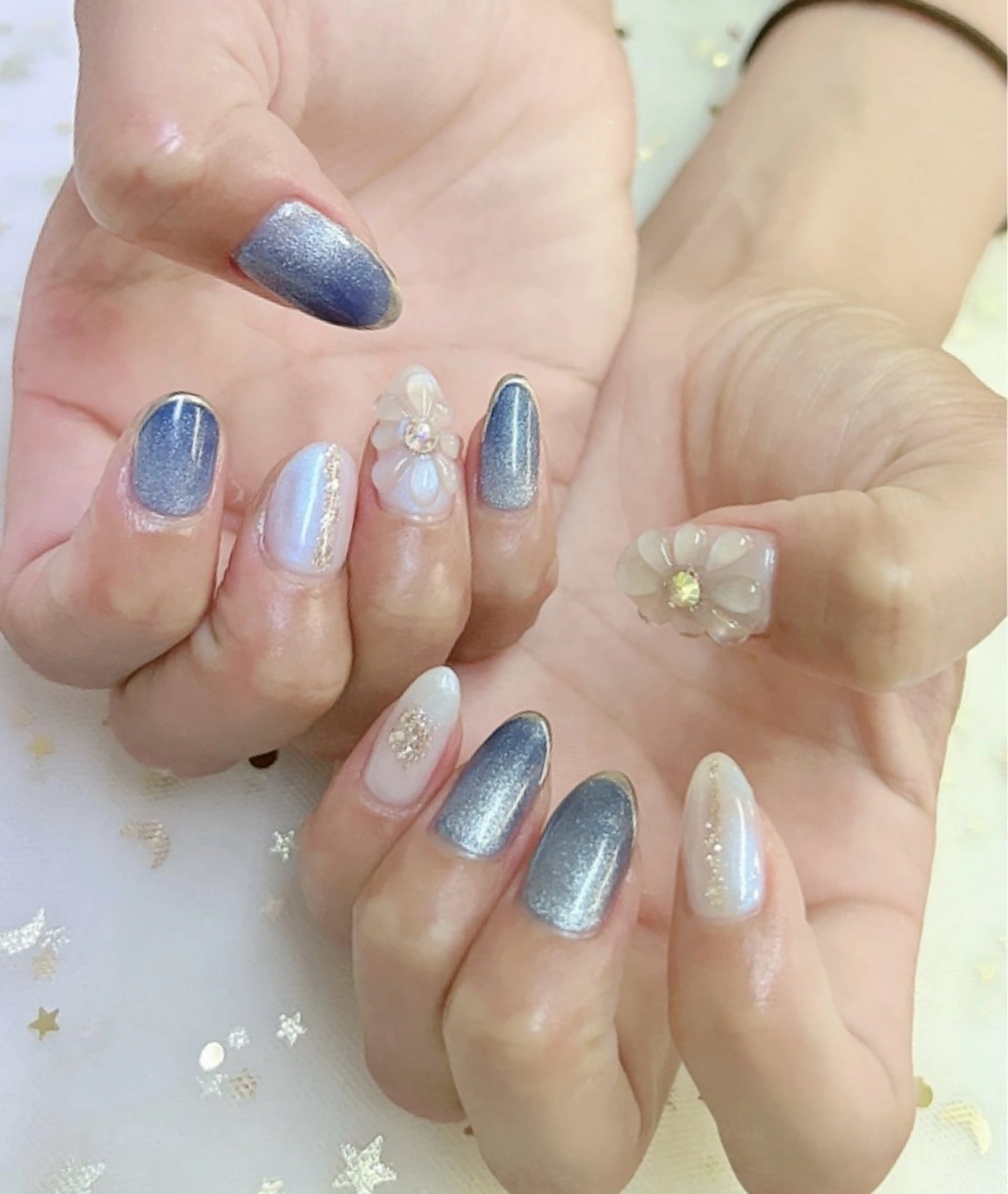 ネイル アートネイル フレンチネイル マグネットネイル ミラーネイル ハンドネイル 上福岡 らんらんのネイルデザイン