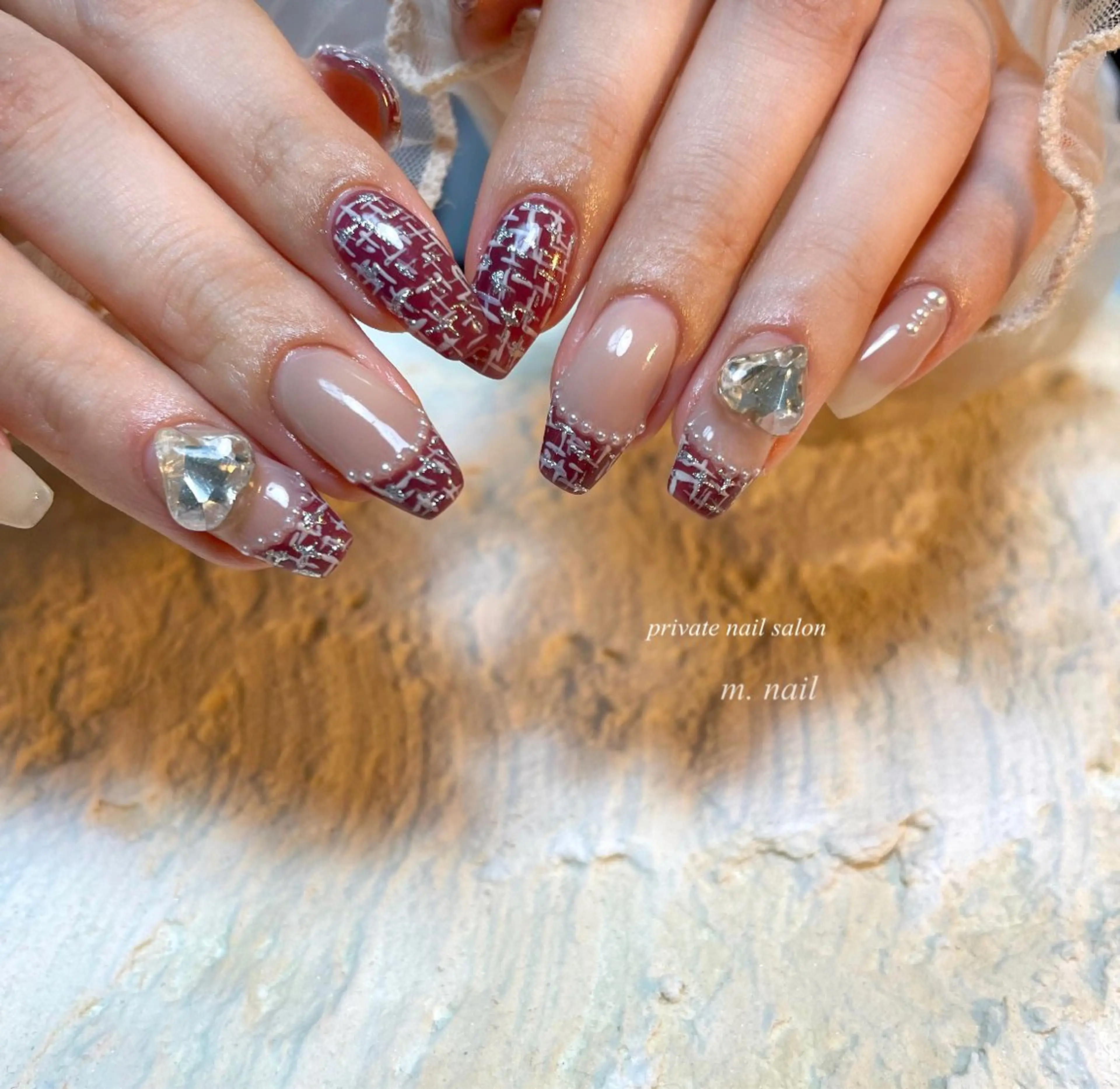 ネイル フレンチネイル ハート 韓国ネイル ニュアンスネイル シンプルネイル m.nail salonのネイルデザイン
