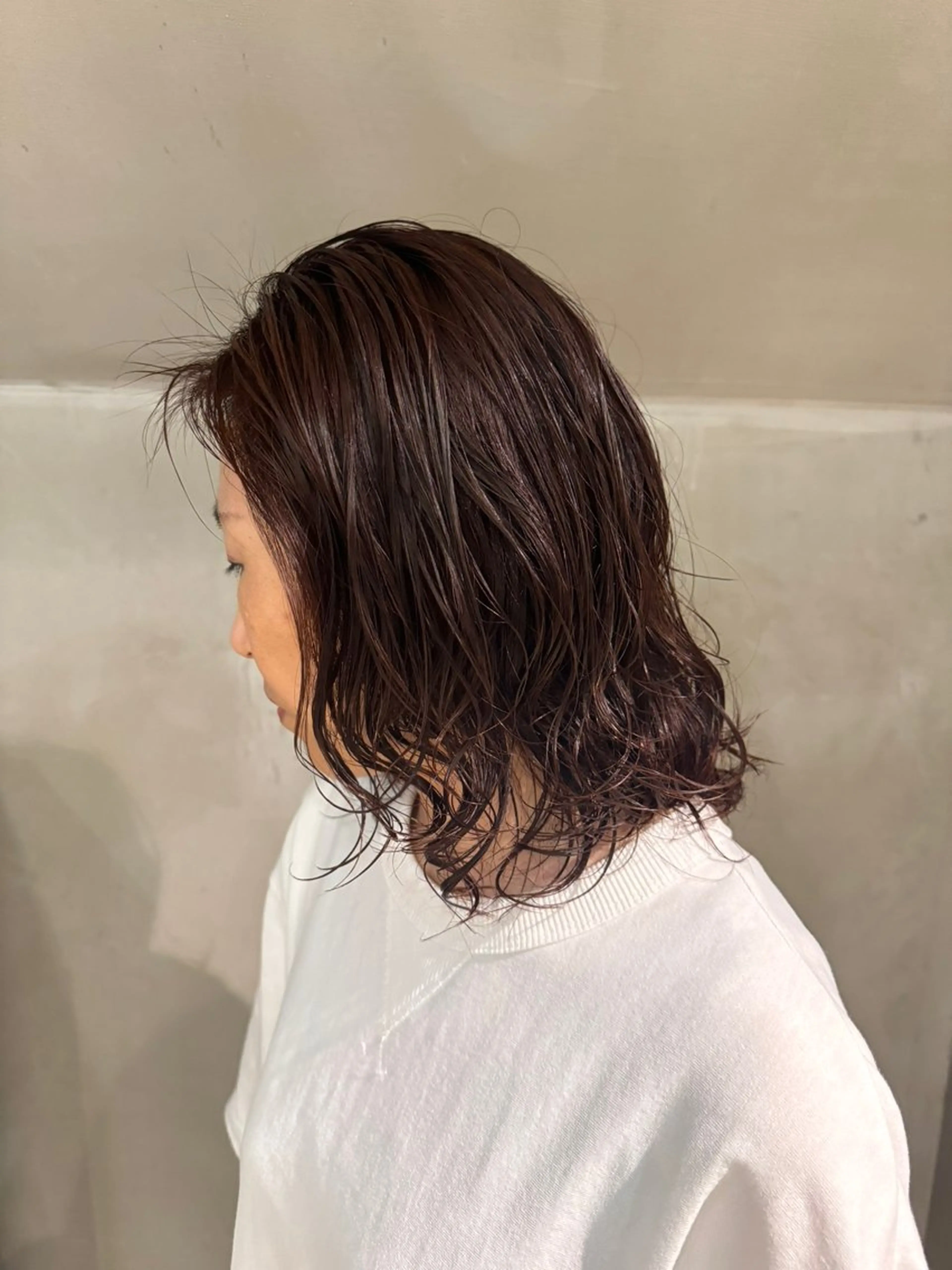 ミディアム カラー ブラウンカラー オレンジ オレンジブラウン Hina/ハイライト 、パーマモデル募集中のヘアスタイル