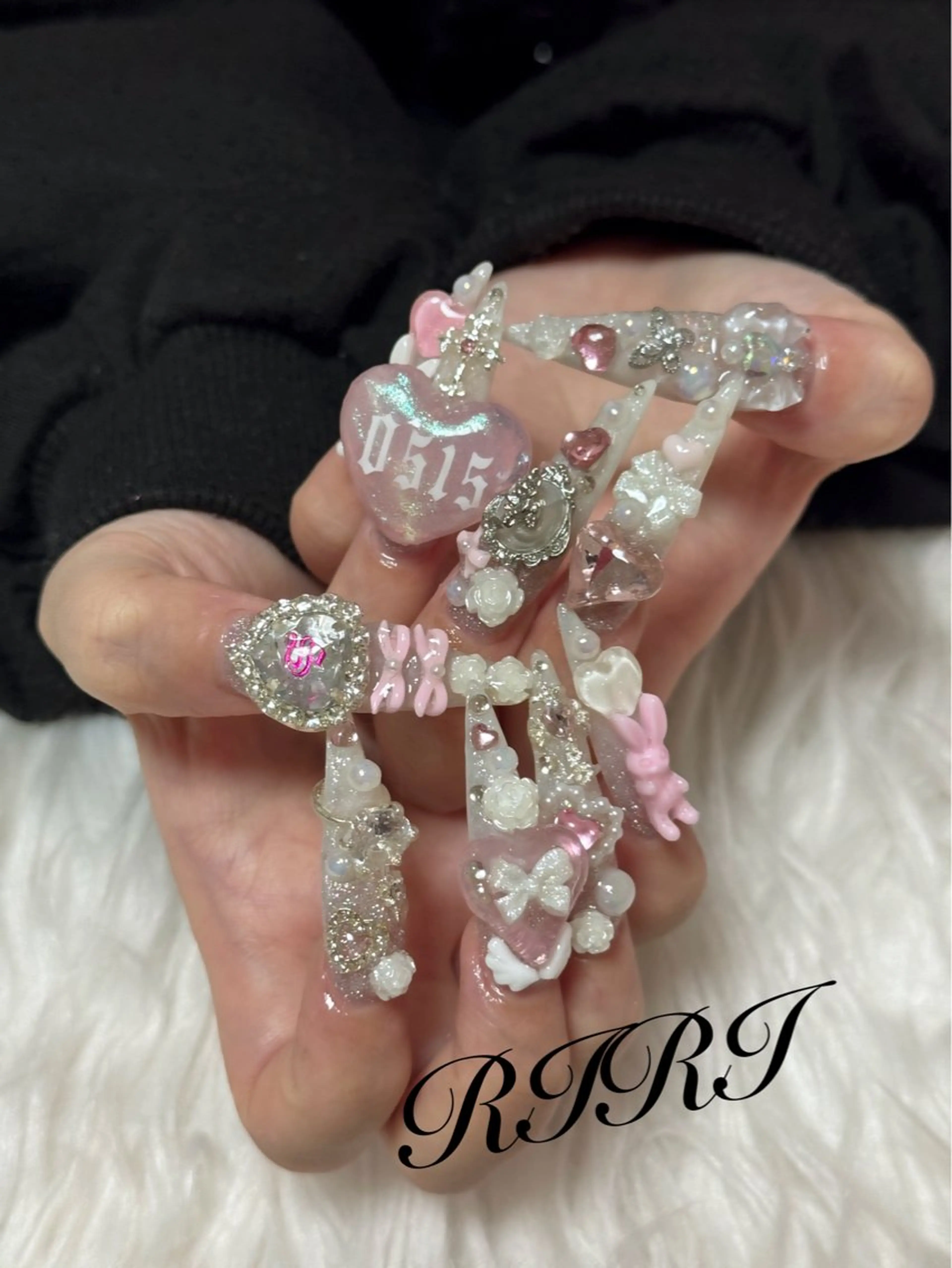 ネイル ジェルネイル ロングネイル ピンク スカルプネイル シンプルネイル ハンドネイル riri オーナーのネイルデザイン