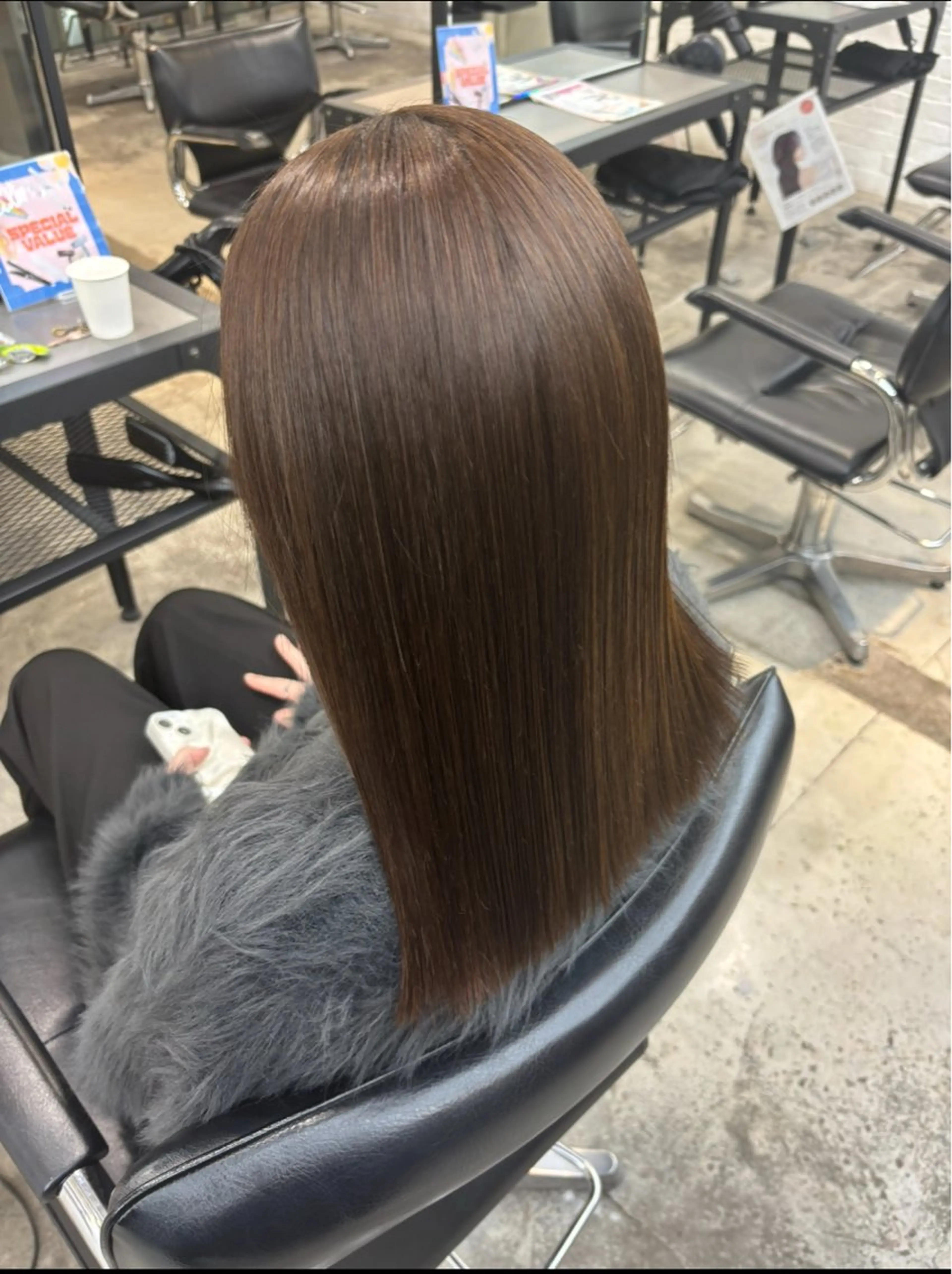 ミディアム カラー 縮毛矯正 トリートメント ダメージレス艶カラー MISAKI🦋のヘアスタイル