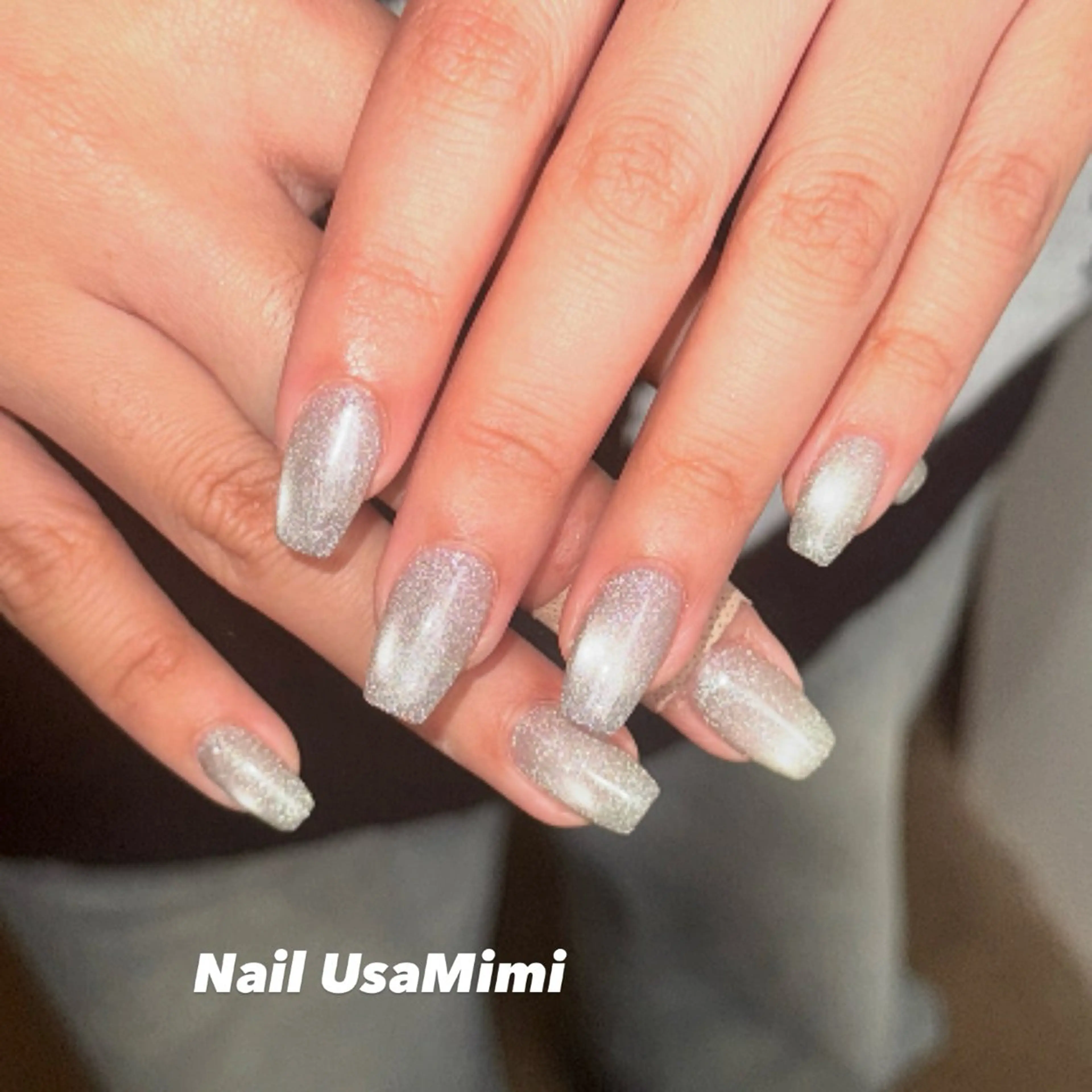 ネイル フラッシュネイル フラッシュマグ シルバー 本町ネイルNail UsaMimiのネイルデザイン