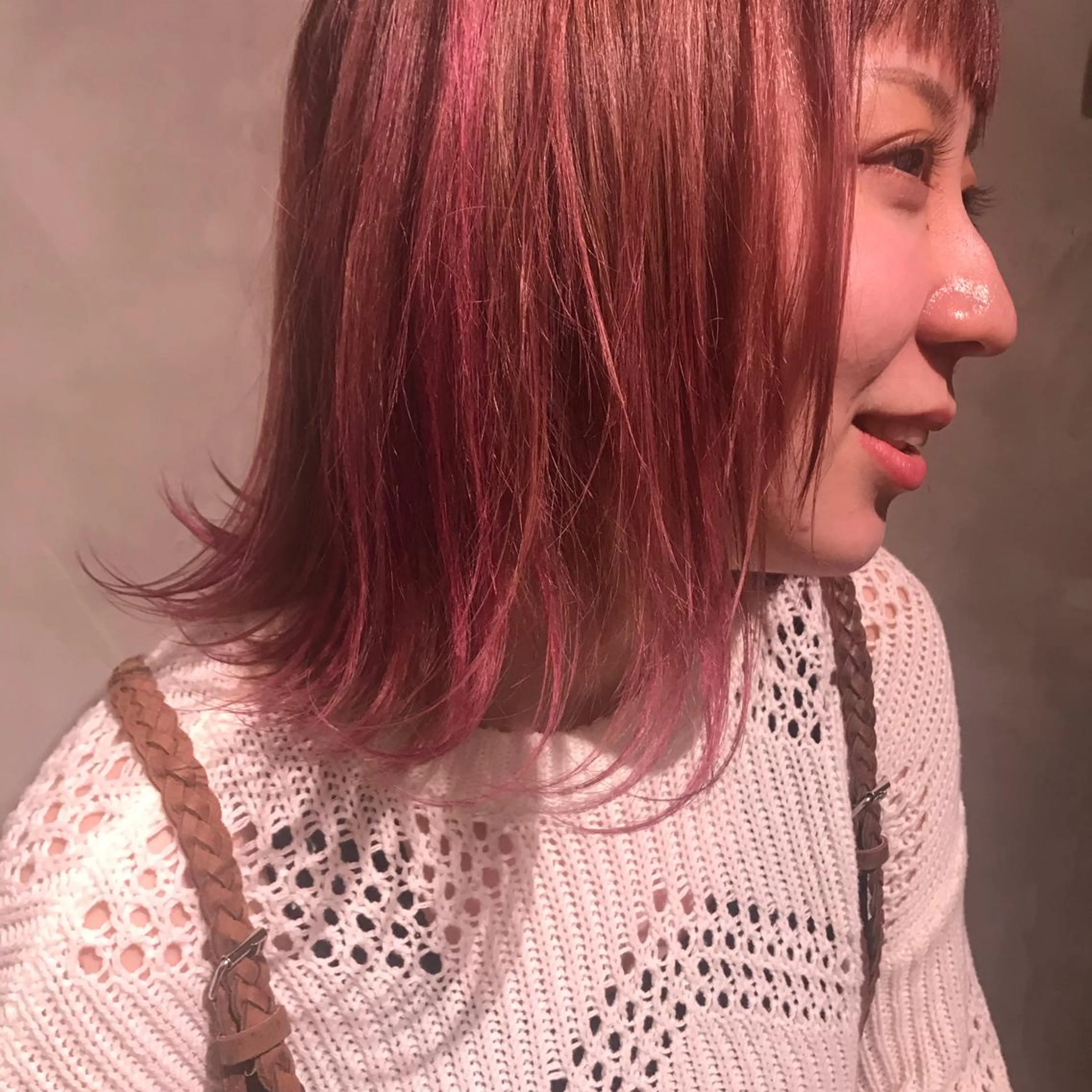 カラー ベージュカラー ハイライトカラー ピンクカラー ピンクベージュ 柔らかブラウン/顔周 りレイヤー♡ユウシのヘアスタイル