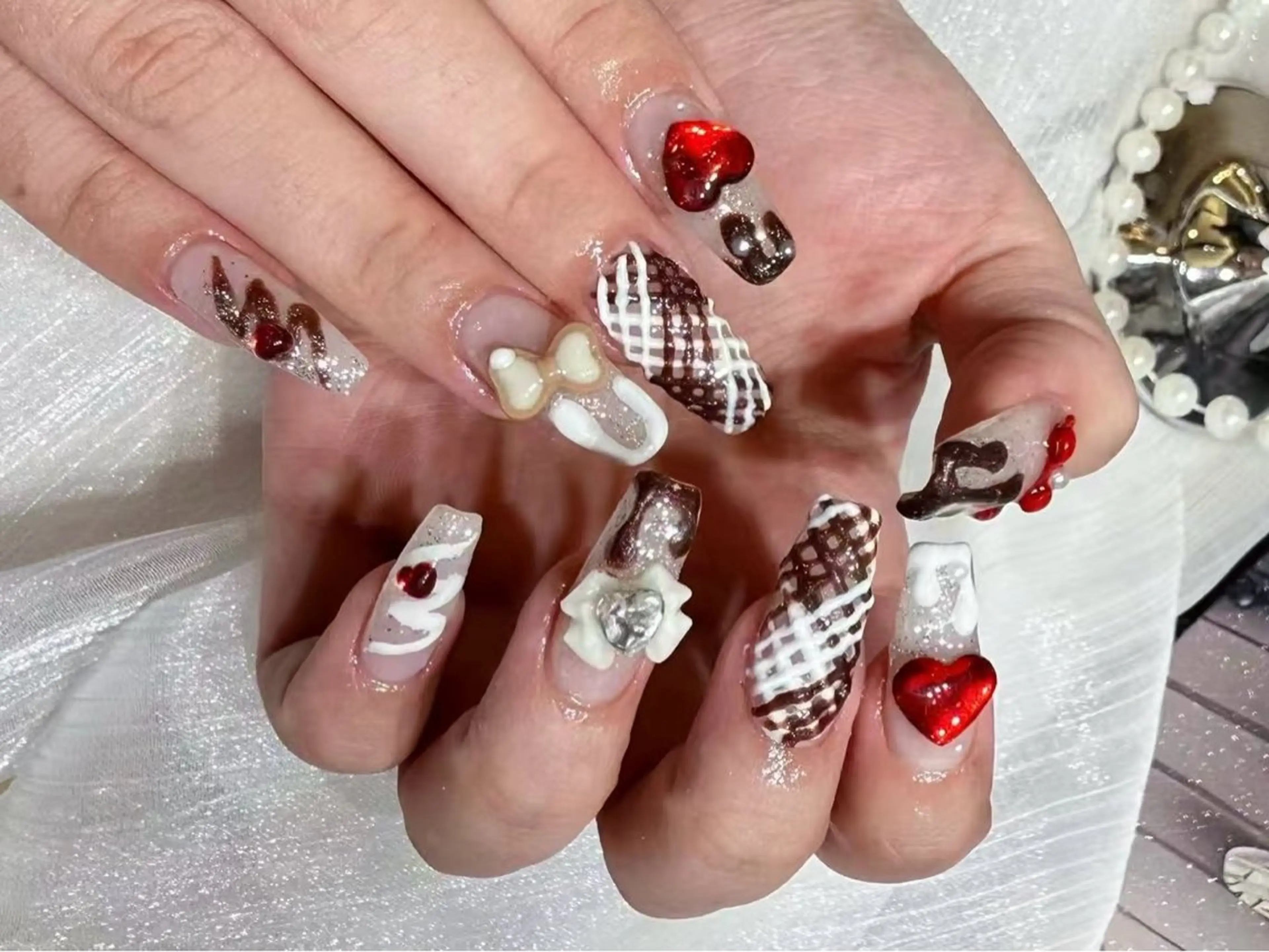 ネイル アートネイル フットネイル ジェルネイル ハート マグネットネイル Babarla Nailのネイルデザイン