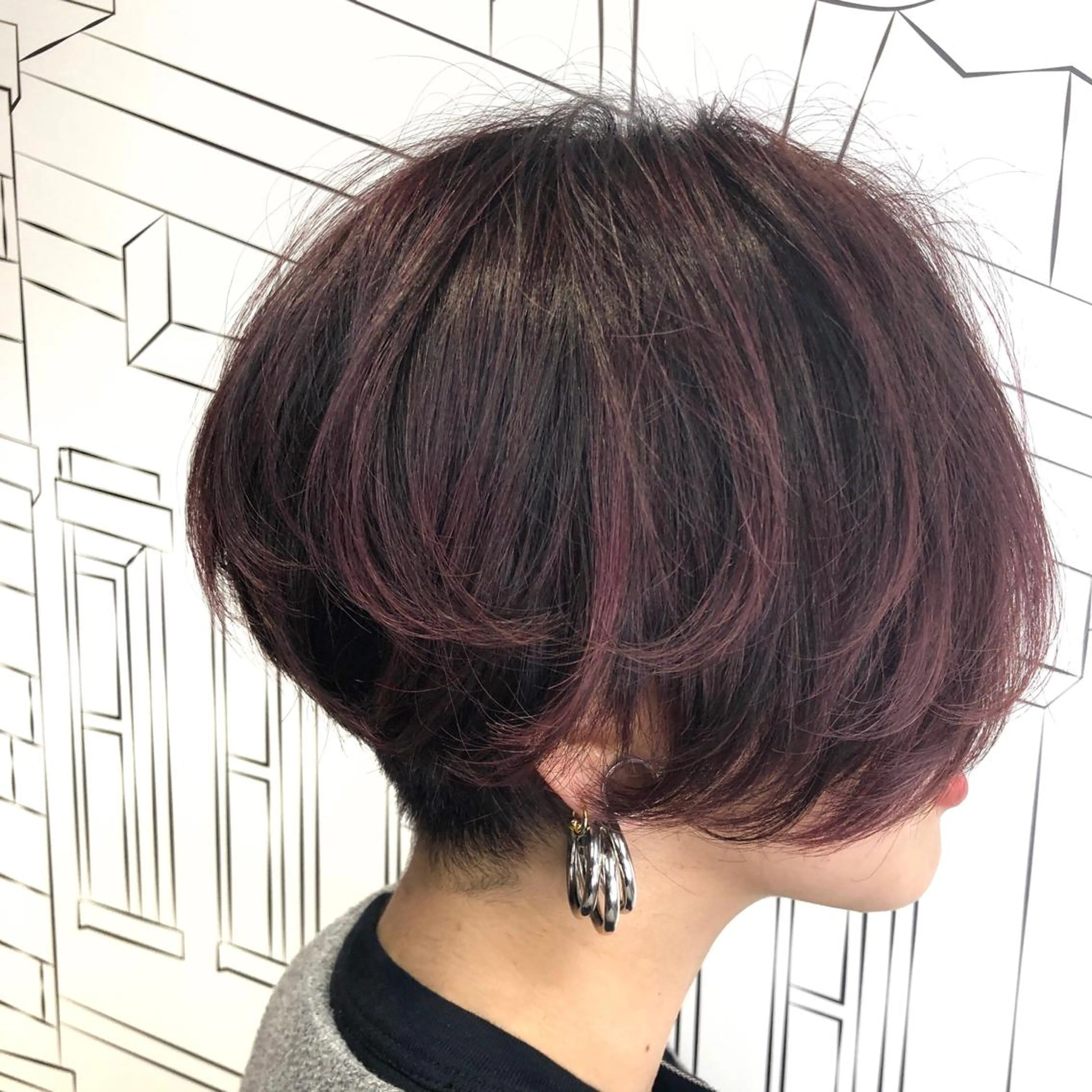 ショート カラー レッドカラー レイヤー⭐️カラー ⭐️平川雅史のヘアスタイル