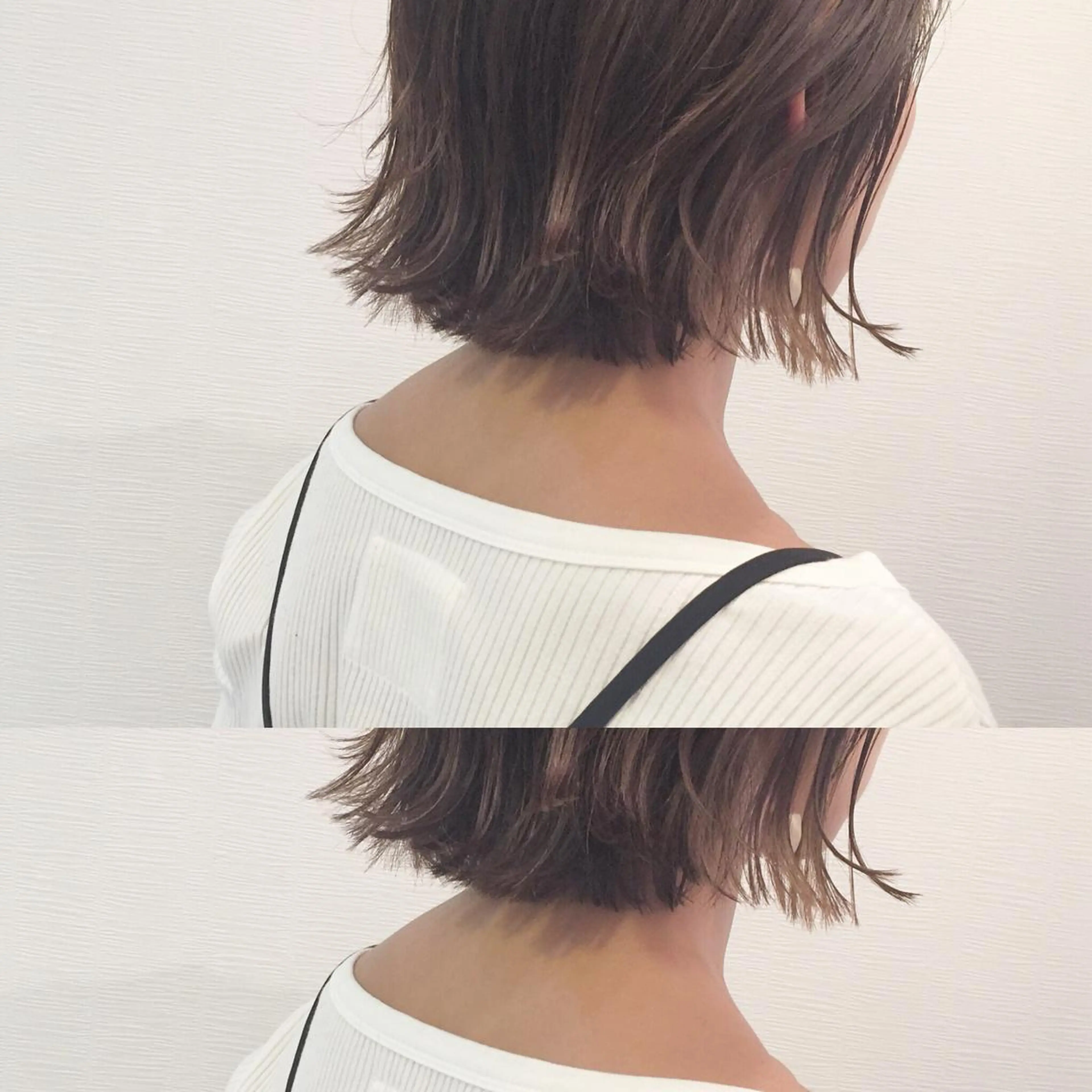 ミディアム カラー 切りっぱなしボブ ブリーチ グラデーションカラー グレージュ ブリーチなしカラー カット ヘアカラー トリートメント toiro by lien hair atelier所属・池田 真由美のヘアスタイル