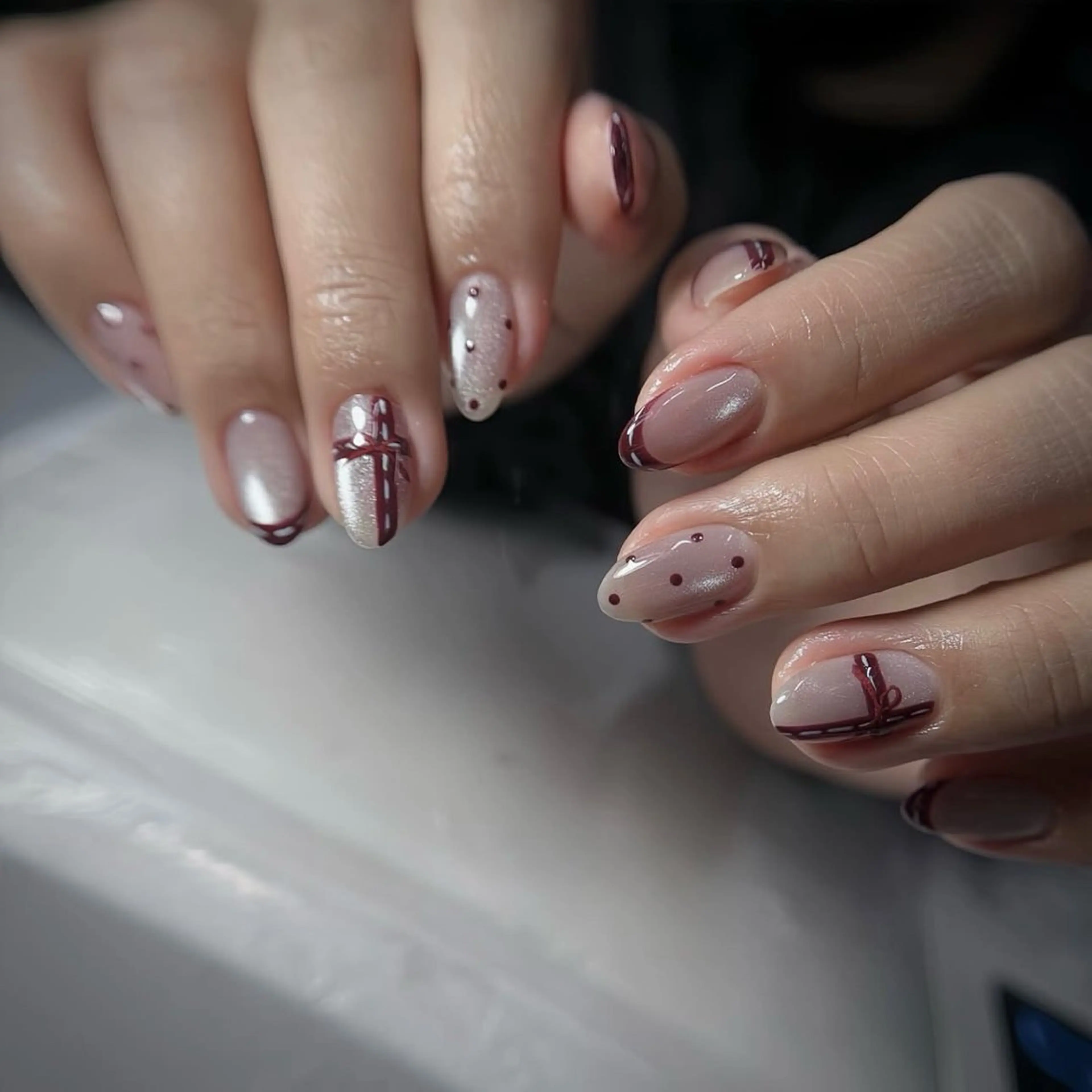 ネイル アートネイル オーロラネイル ブルー チークネイル フットネイル ハンドネイル NAILS168 新大久保店のネイルデザイン