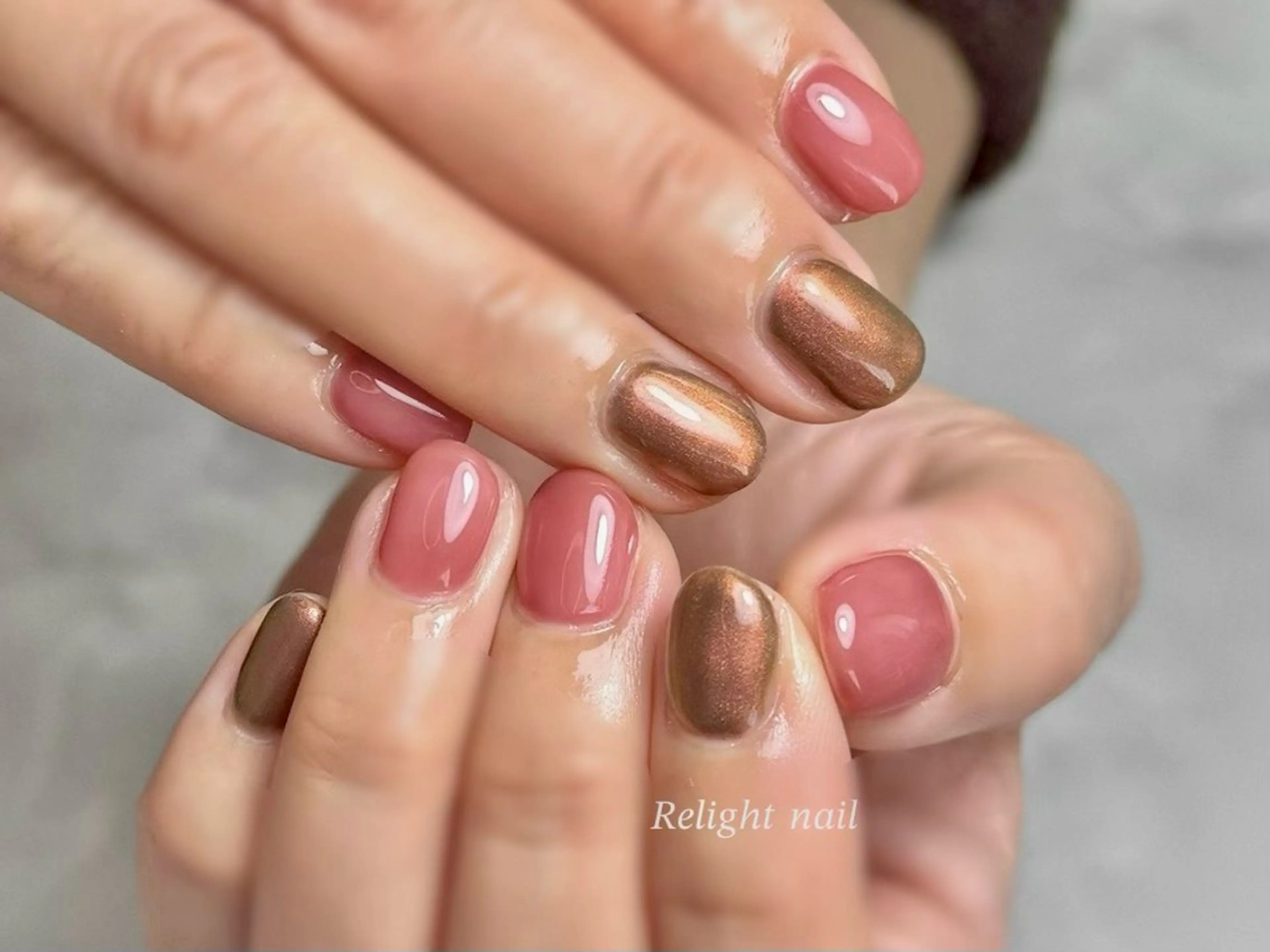 ネイル ワンカラーネイル ピンク ハンドネイル Relight RIEのネイルデザイン