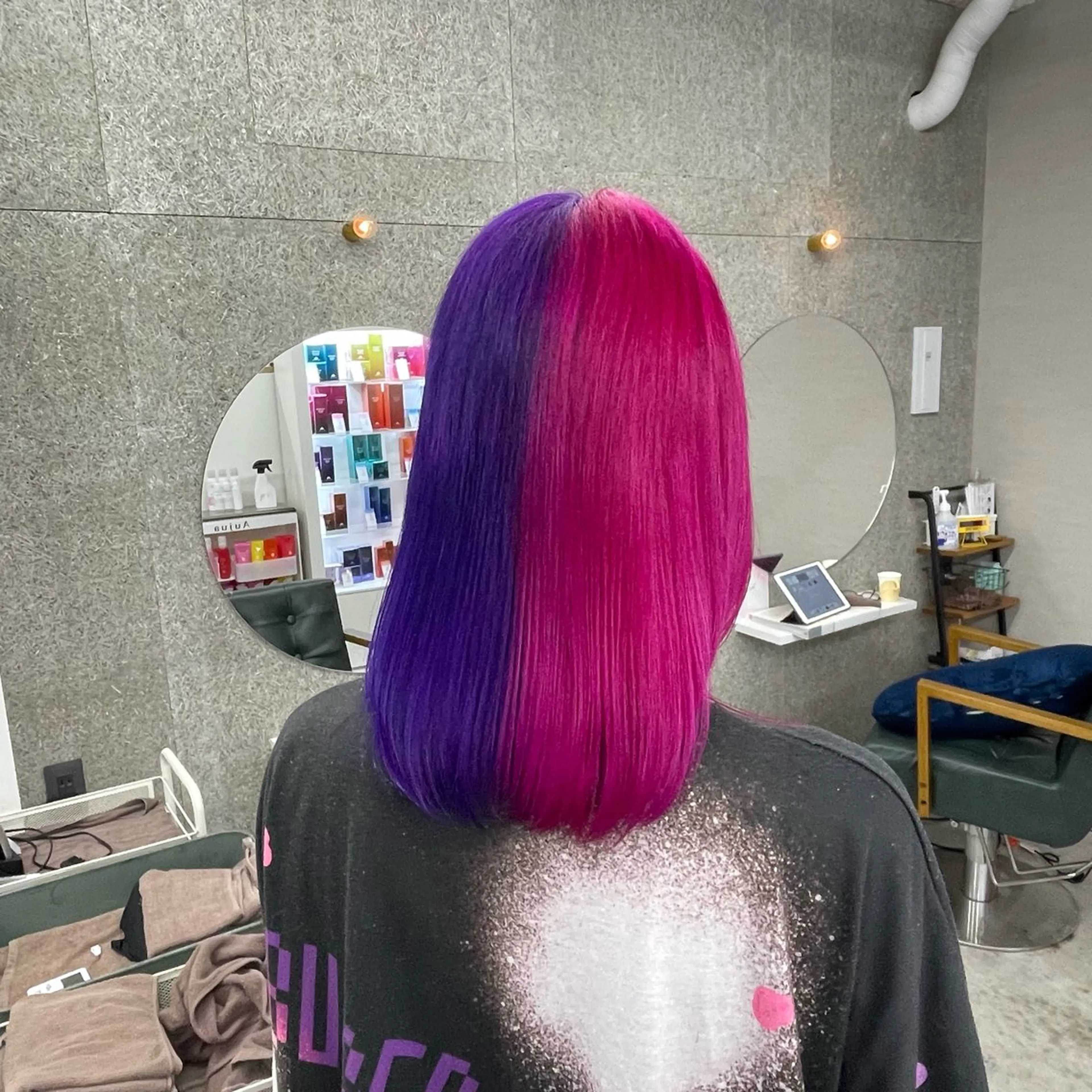 ミディアム カラー ツートーンカラー Lull (シェアサロンReco VIProom)所属・Lull1人美容室 バレイヤージュのヘアスタイル