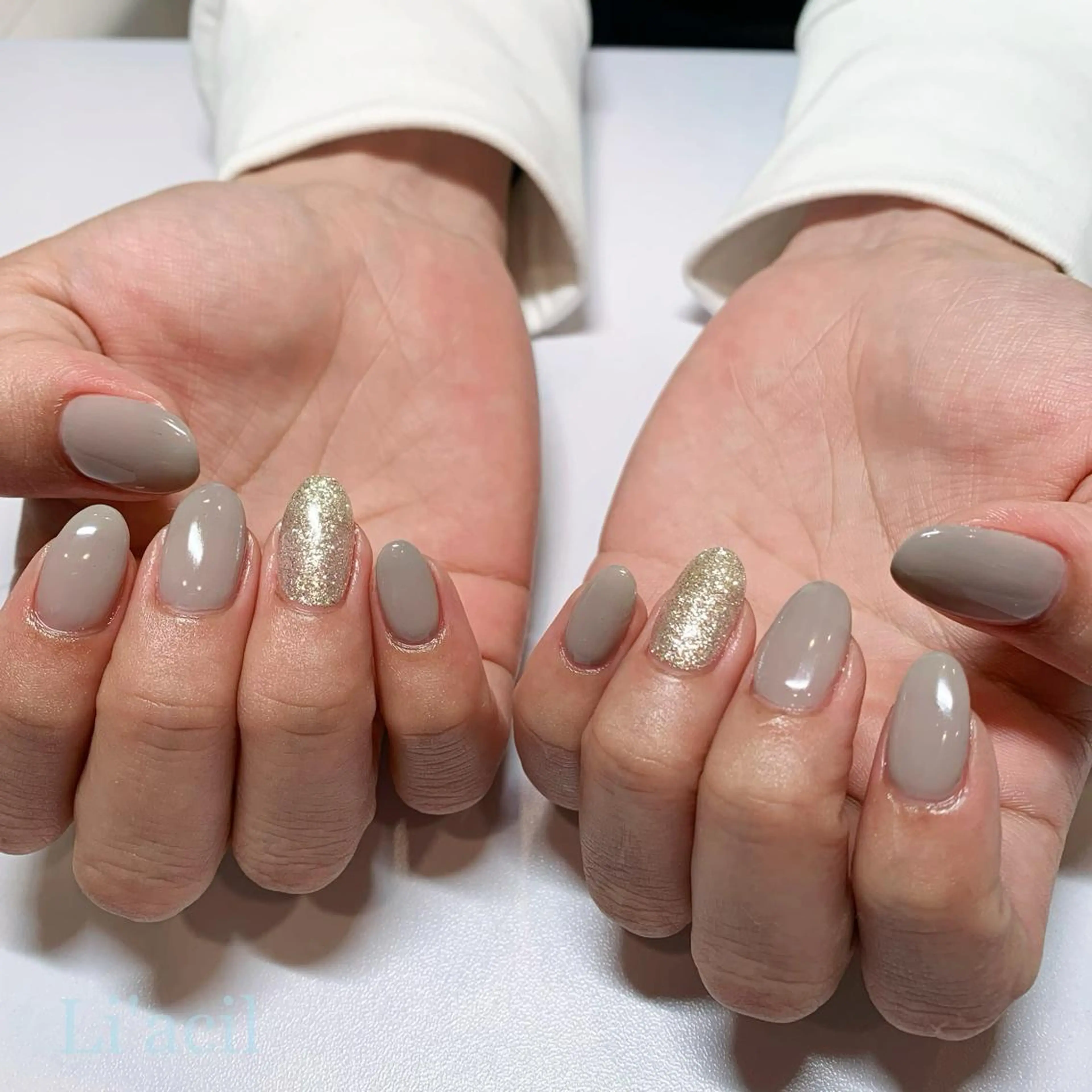 ネイル ラメ(グリッター) ワンカラーネイル ハンドネイル Baleine × Li'acil所属・Minami Kodamaのネイルデザイン