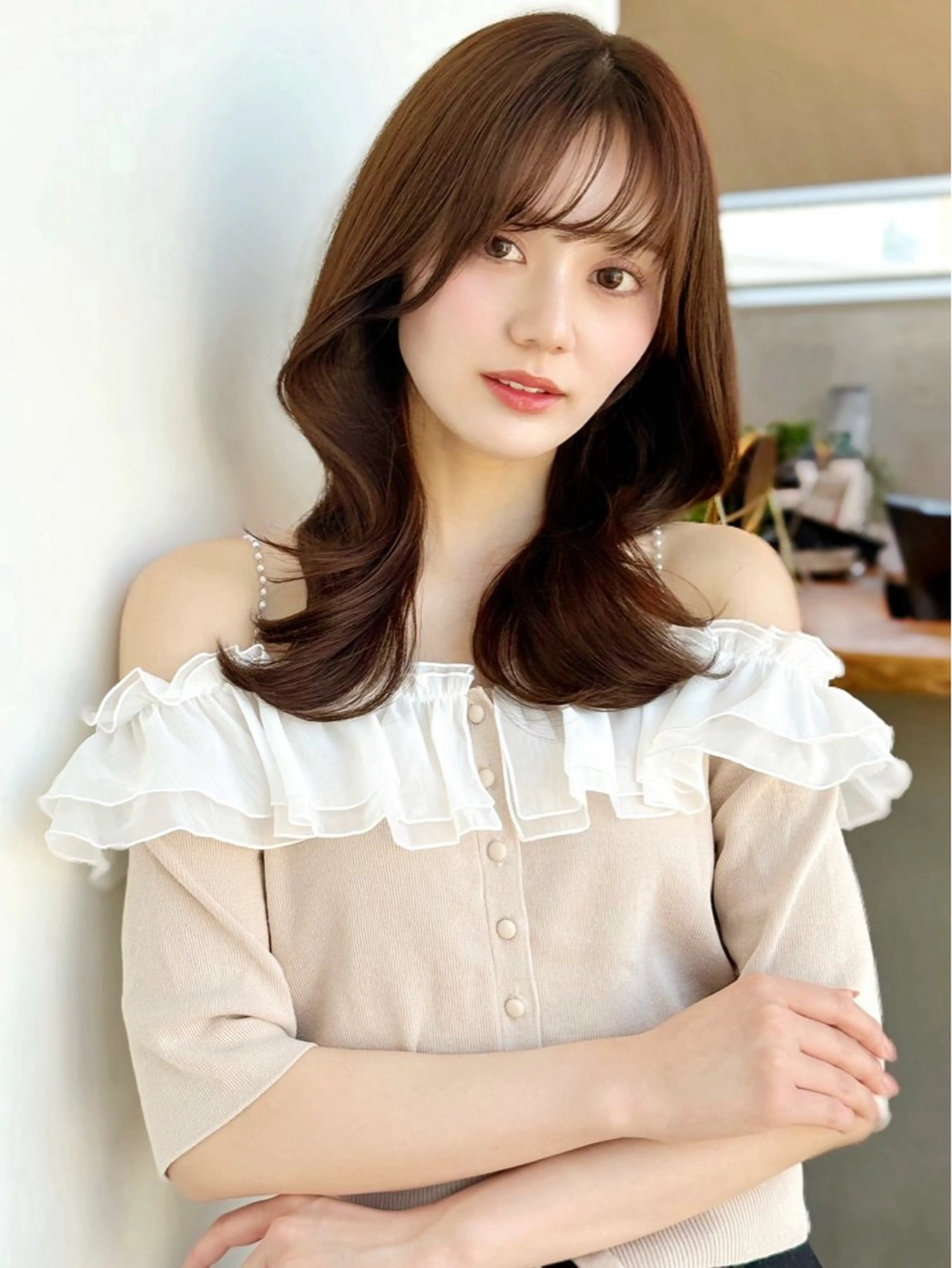 セミロング カラー カット ヘアカラー ‎🤍レイヤー/ 縮毛矯正🖤菊池瑛士のヘアスタイル