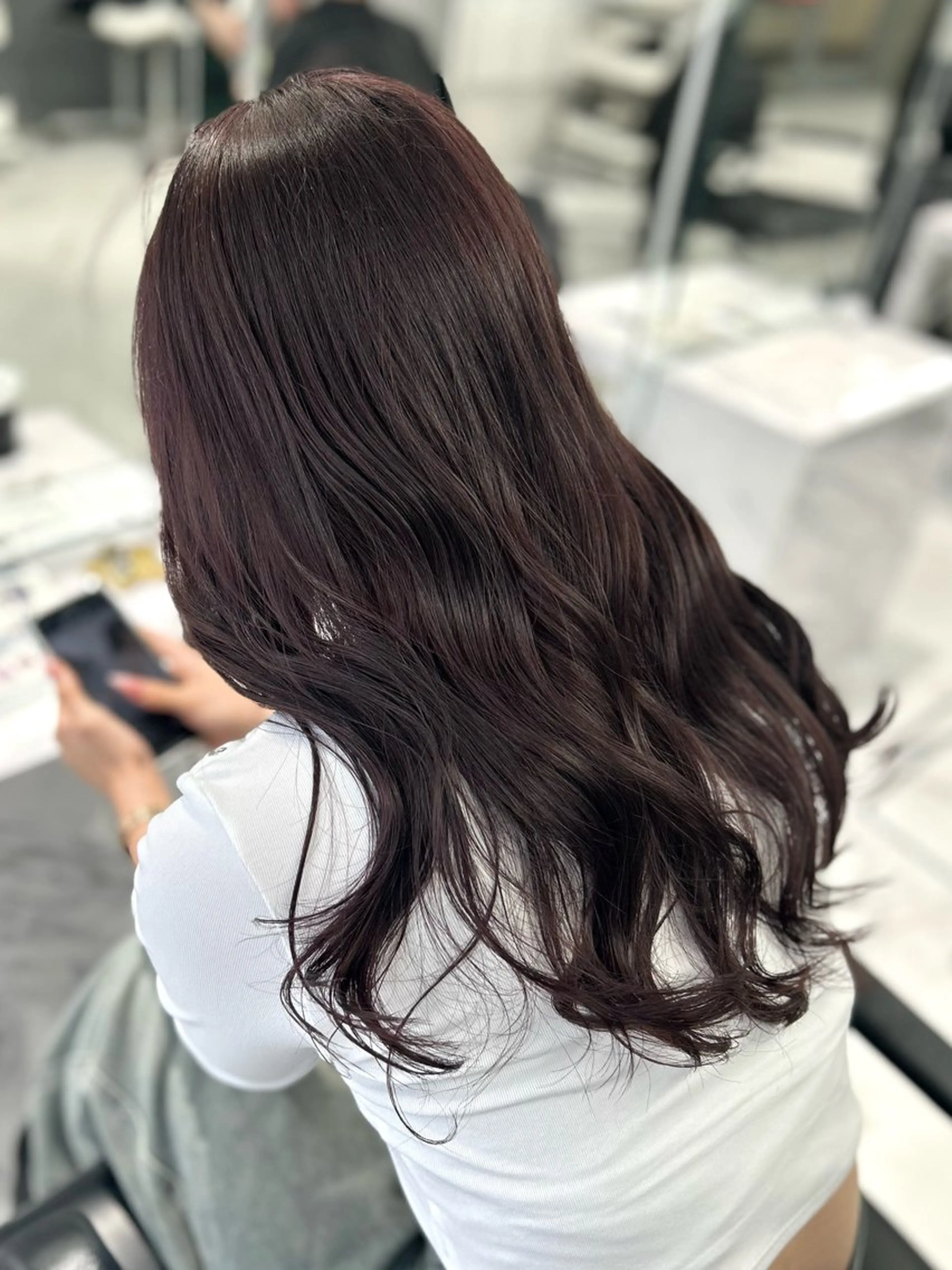 ロング カラー ブラウンカラー カシス カット ヘアカラー トリートメント shizuna/天神 /メンズ/ボブのヘアスタイル
