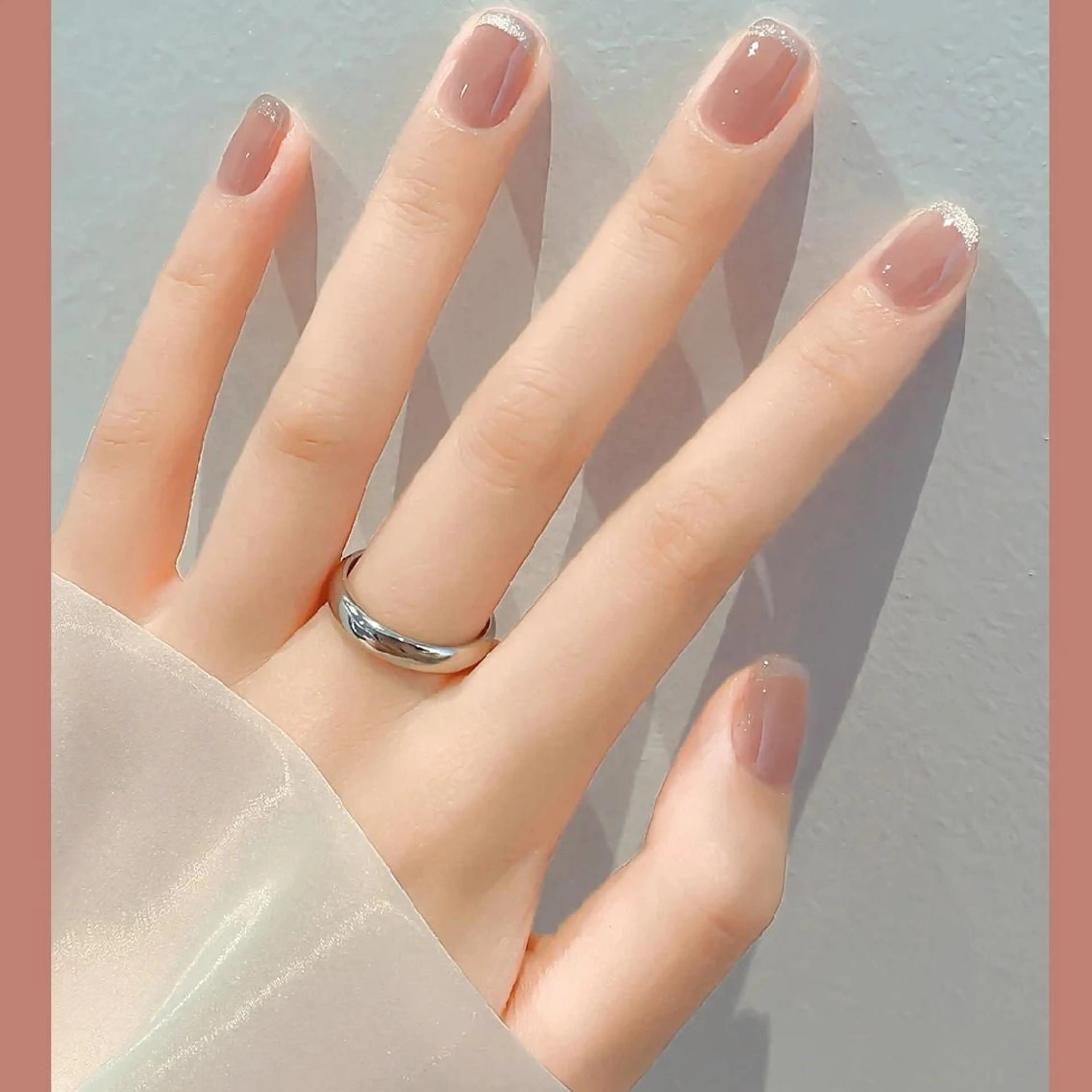 ショート ネイル フレンチネイル ネイリストゆか💅 長さだし、深爪矯正のネイルデザイン