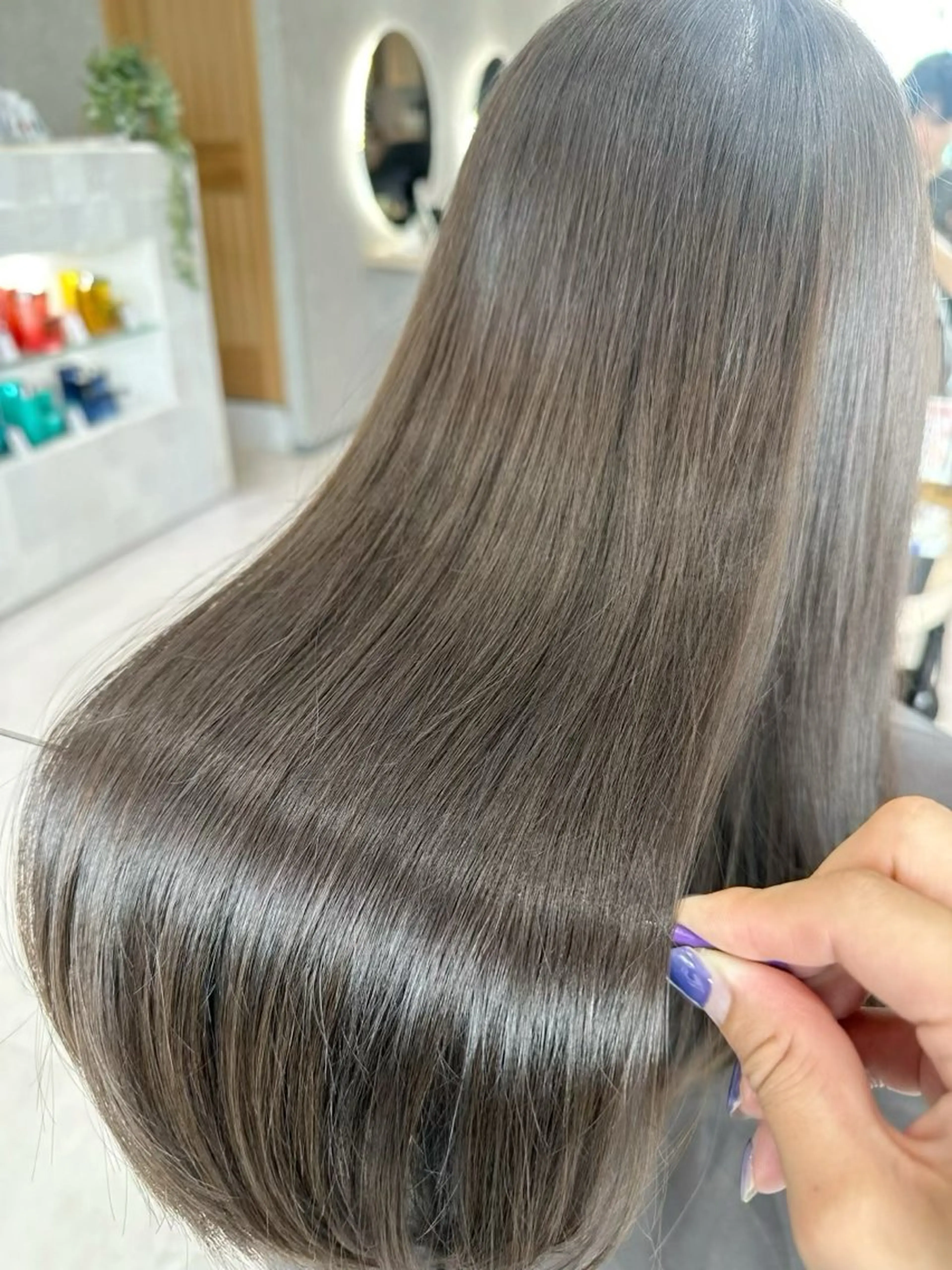 ロング カラー アッシュ ベージュカラー ブラウンカラー 透明感カラー グレージュ カット ヘアカラー トリートメント 赤み消し/オリーブ カーキ/福田れんのヘアスタイル