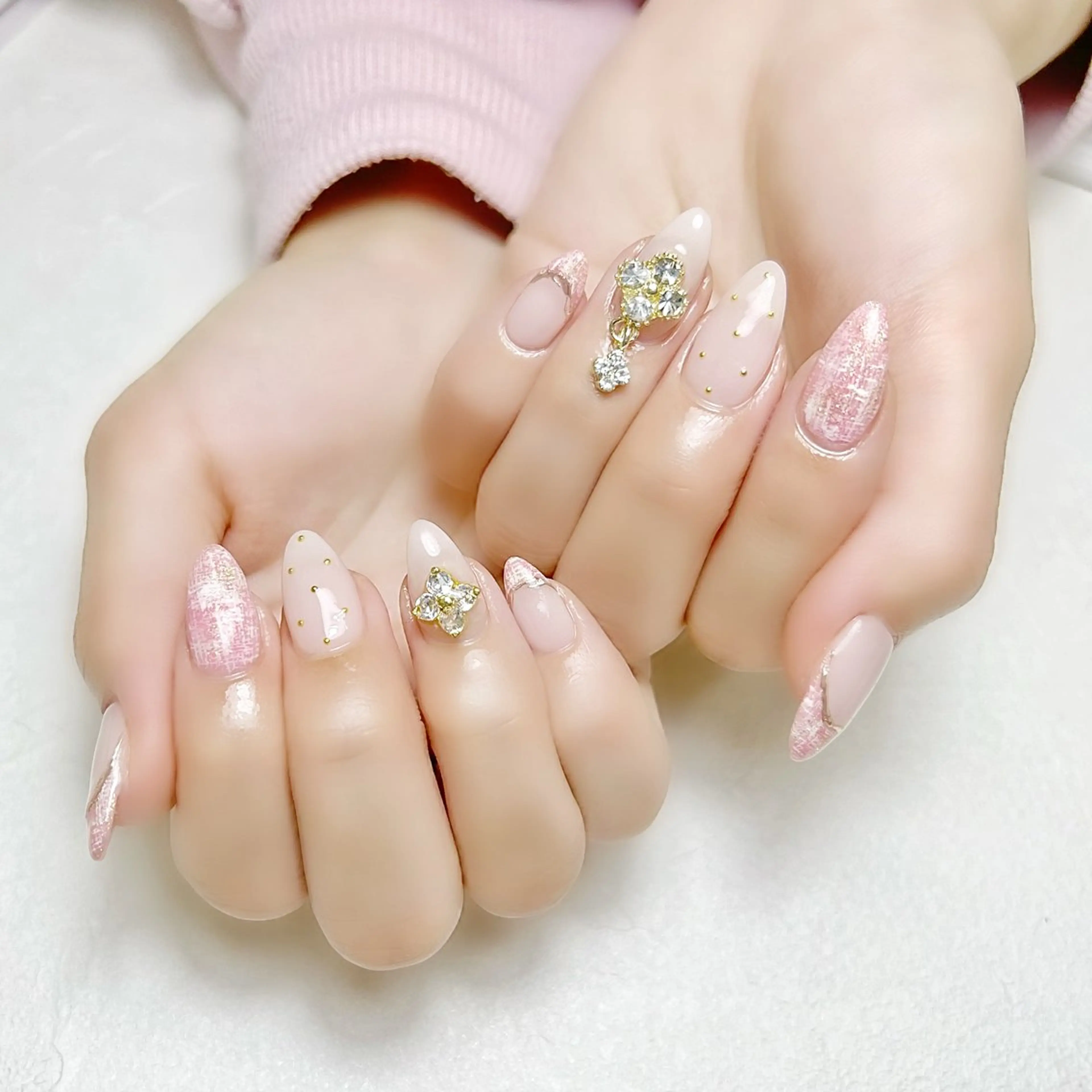 ネイル ガーリー キラキラネイル 韓国ネイル ミラーネイル ピンク rouse nail RISATOのネイルデザイン
