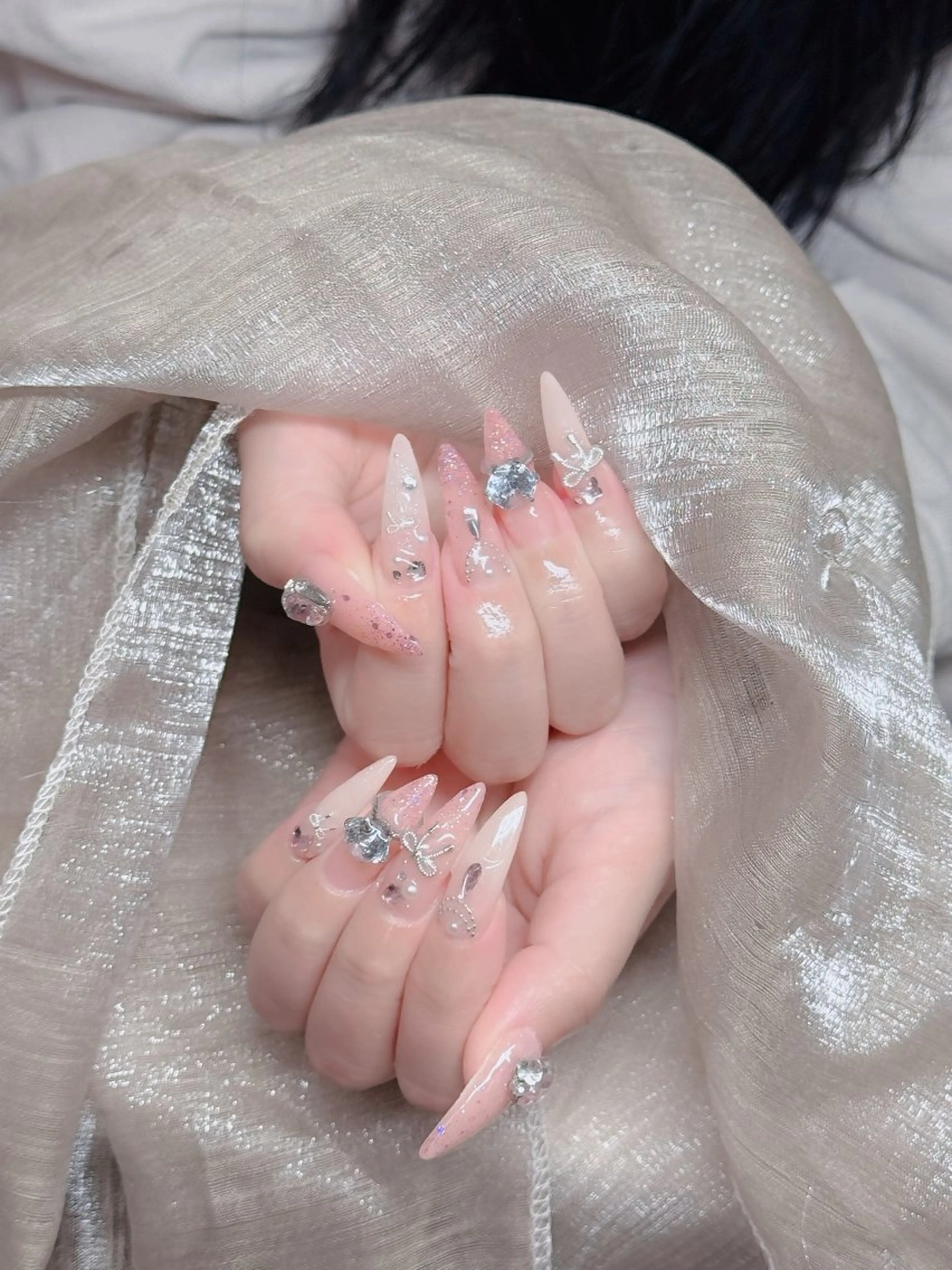 ネイル フットネイル フレンチネイル グラデーション 韓国ネイル ロングネイル Hani Nail Salonのネイルデザイン
