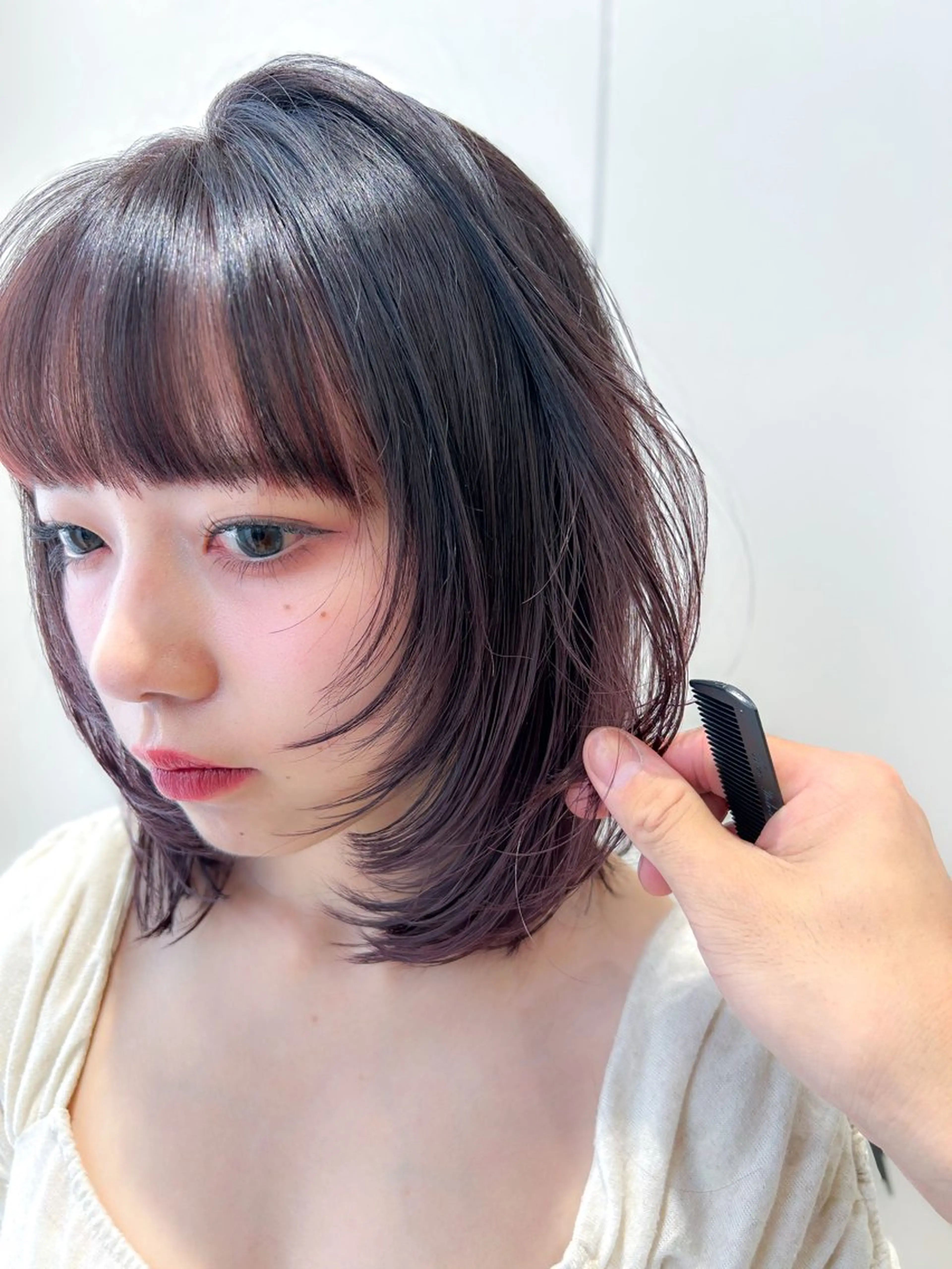 ミディアム カラー 顔まわりレイヤー 顔周りカット レイヤーカット 似合わせカット 顔周りレイヤー/ボブ 銀座✨中野まさひろのヘアスタイル