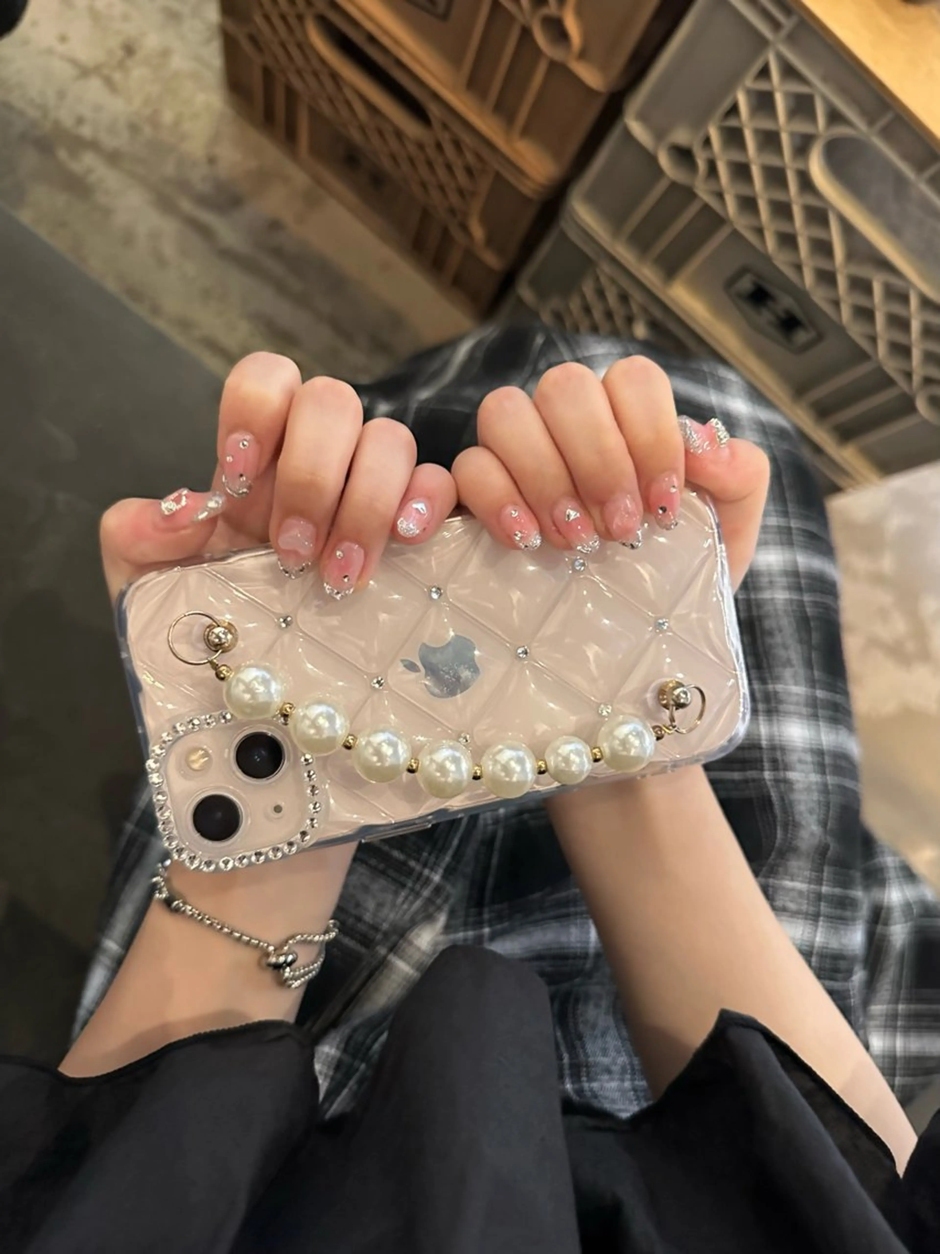 ネイル チークネイル フレンチネイル ガラスフレンチ ハンドネイル *dear luke*モデル募集のネイルデザイン