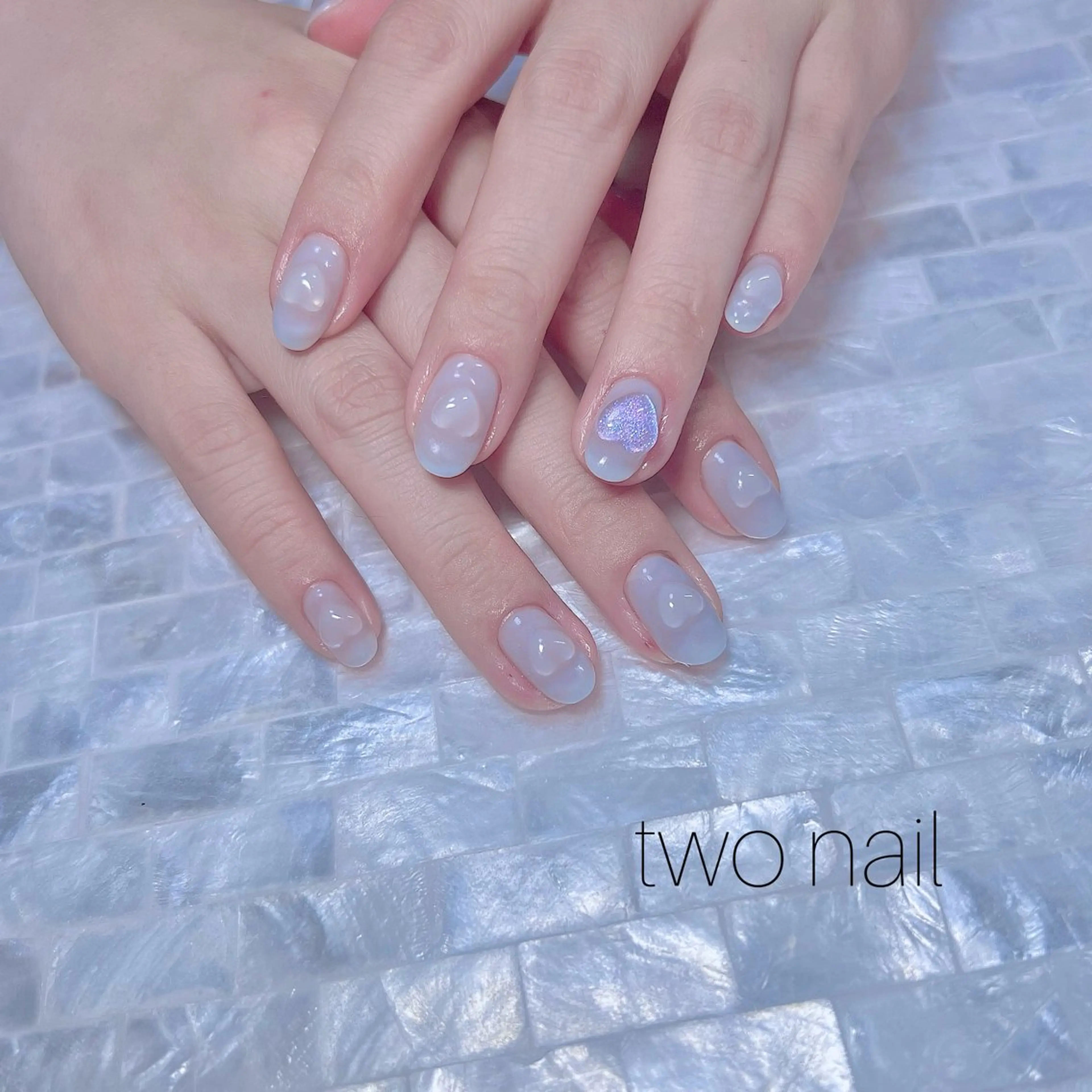 ネイル 持ち込み ネイルチップ ホワイト ハンドネイル two nailのネイルデザイン