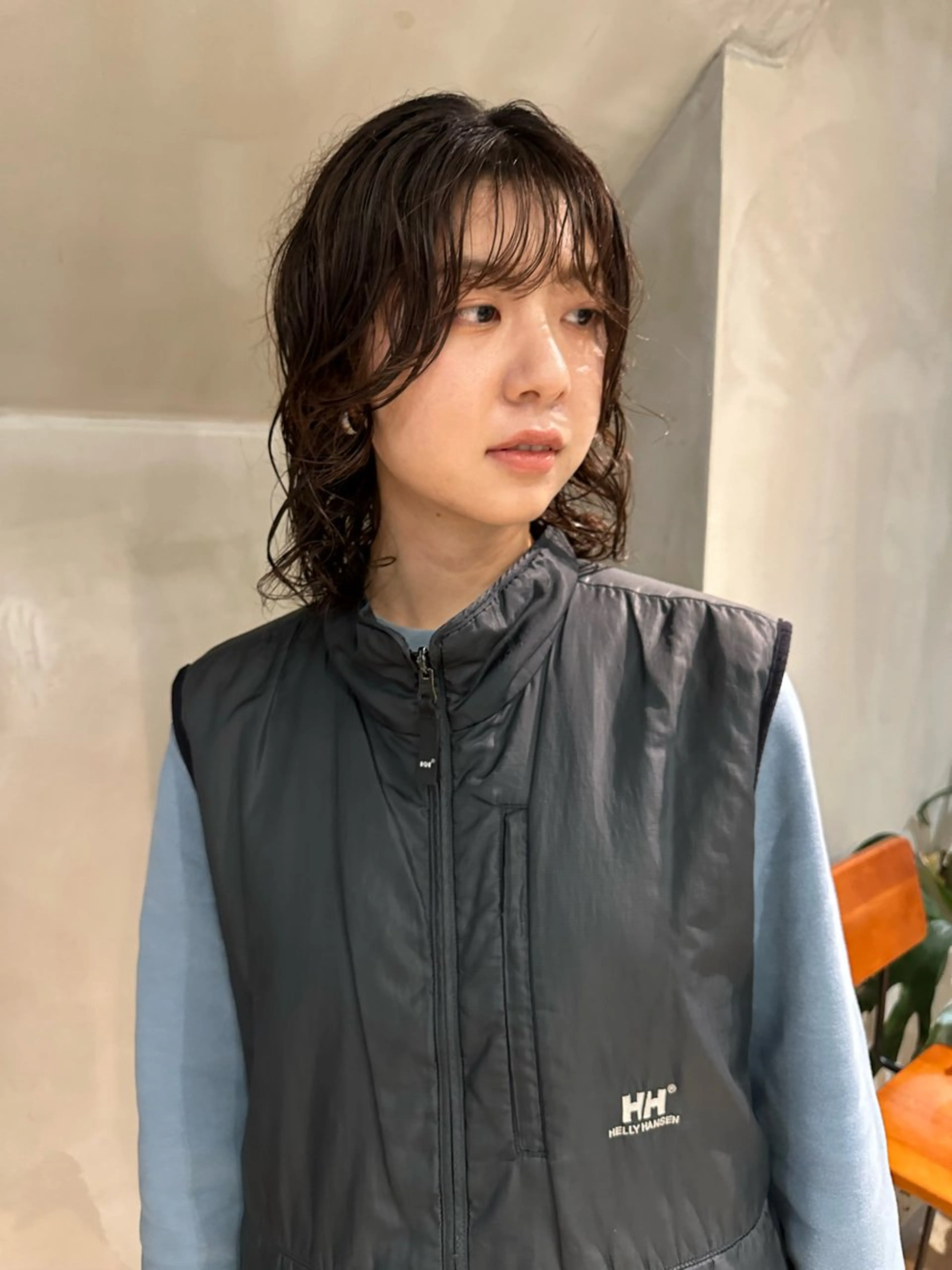 ミディアム パーマ yuki / 岡崎ハイトーンカラーのヘアスタイル