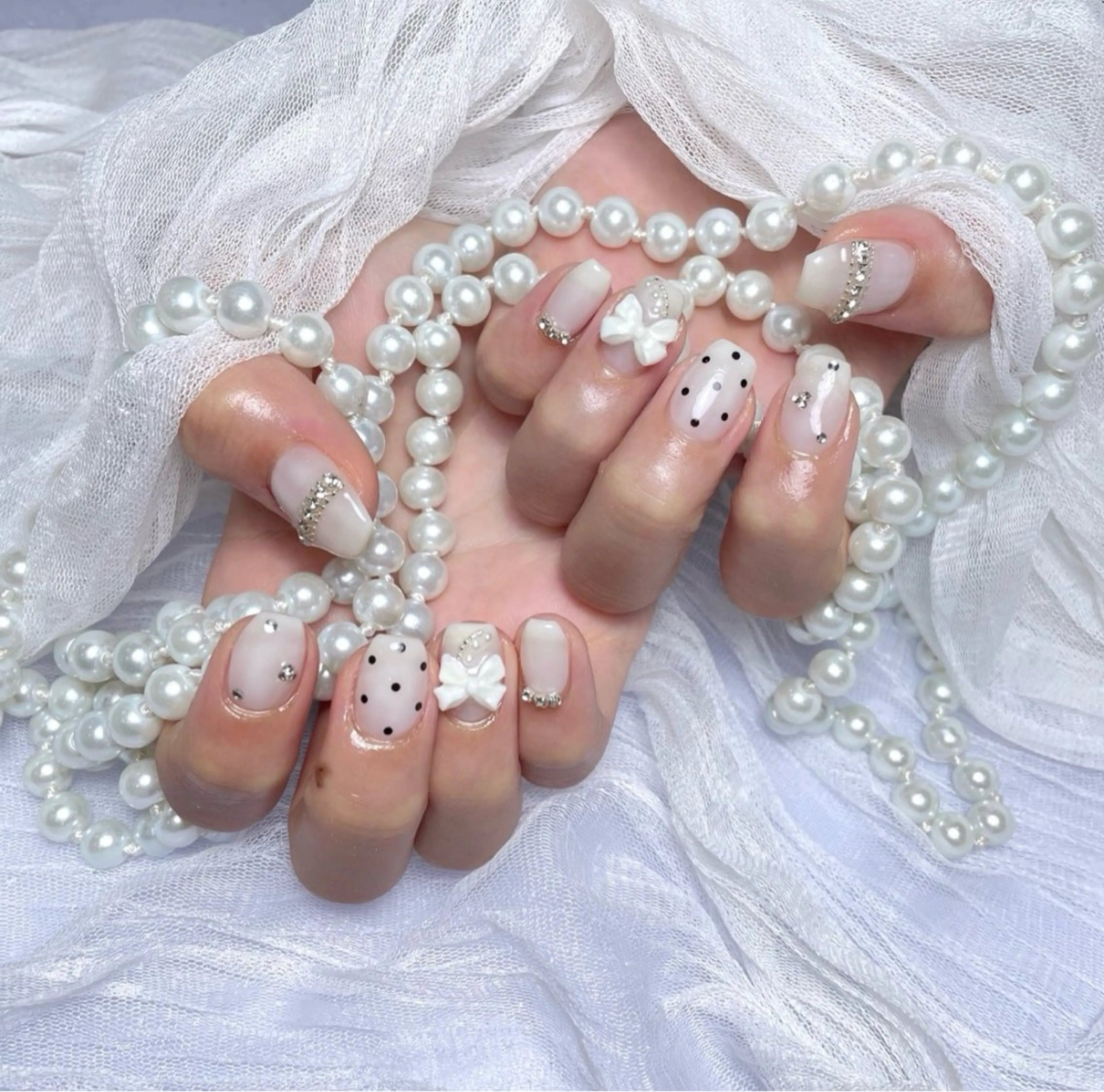 ネイル アートネイル フラッシュネイル フレンチネイル ガラスフレンチ グラデーション ハンドネイル M2 BEAUTY リュウのネイルデザイン