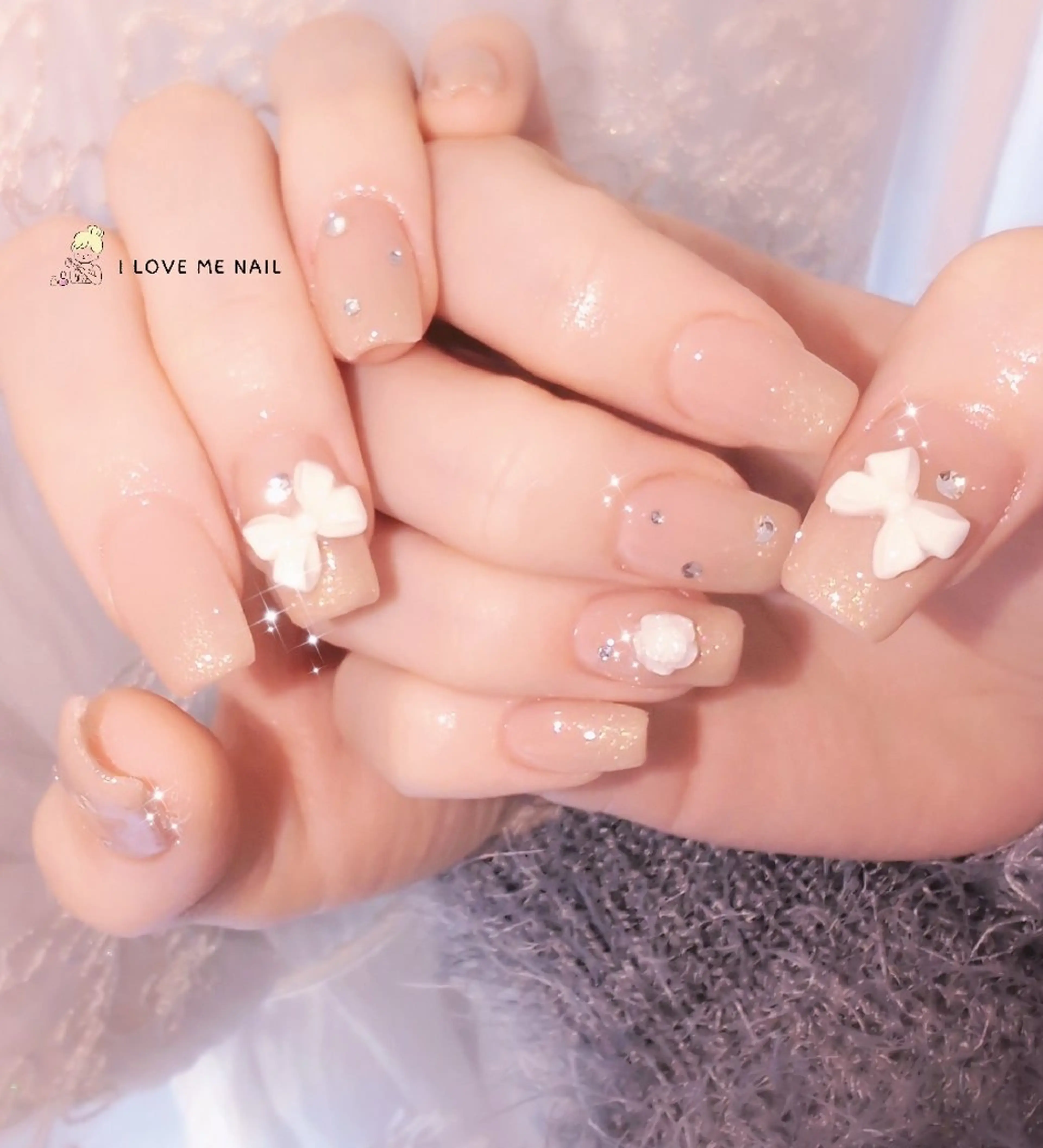 ネイル 長さ出し ジェルネイル 韓国ネイル マグネットネイル ニュアンスネイル ハンドネイル I LOVE ME  NAIL.｡.:*♡のネイルデザイン