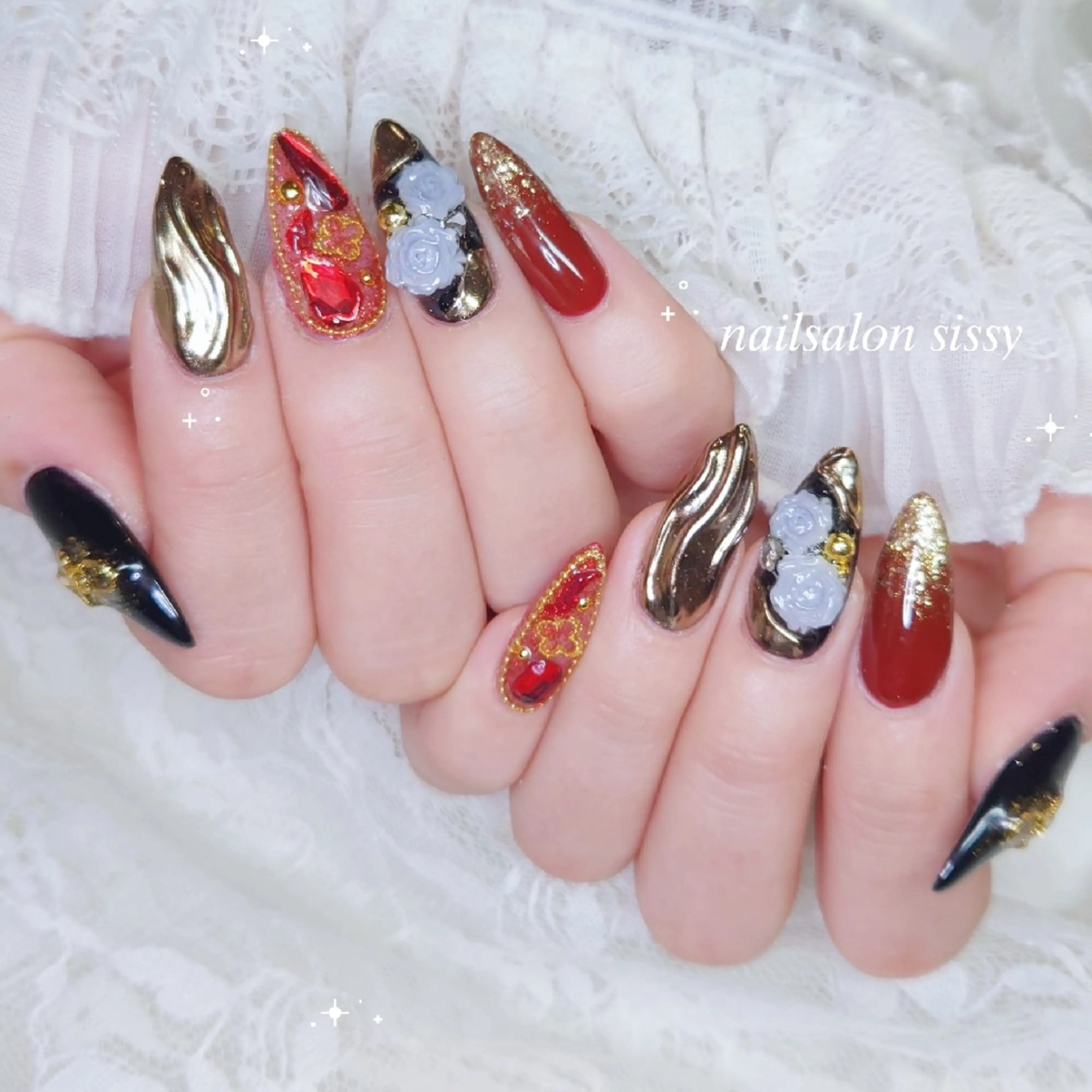 ネイル 成人式 ガーリー ワンホンネイル ハンドネイル nailsalon sissy所属・sissy hatsuneのネイルデザイン