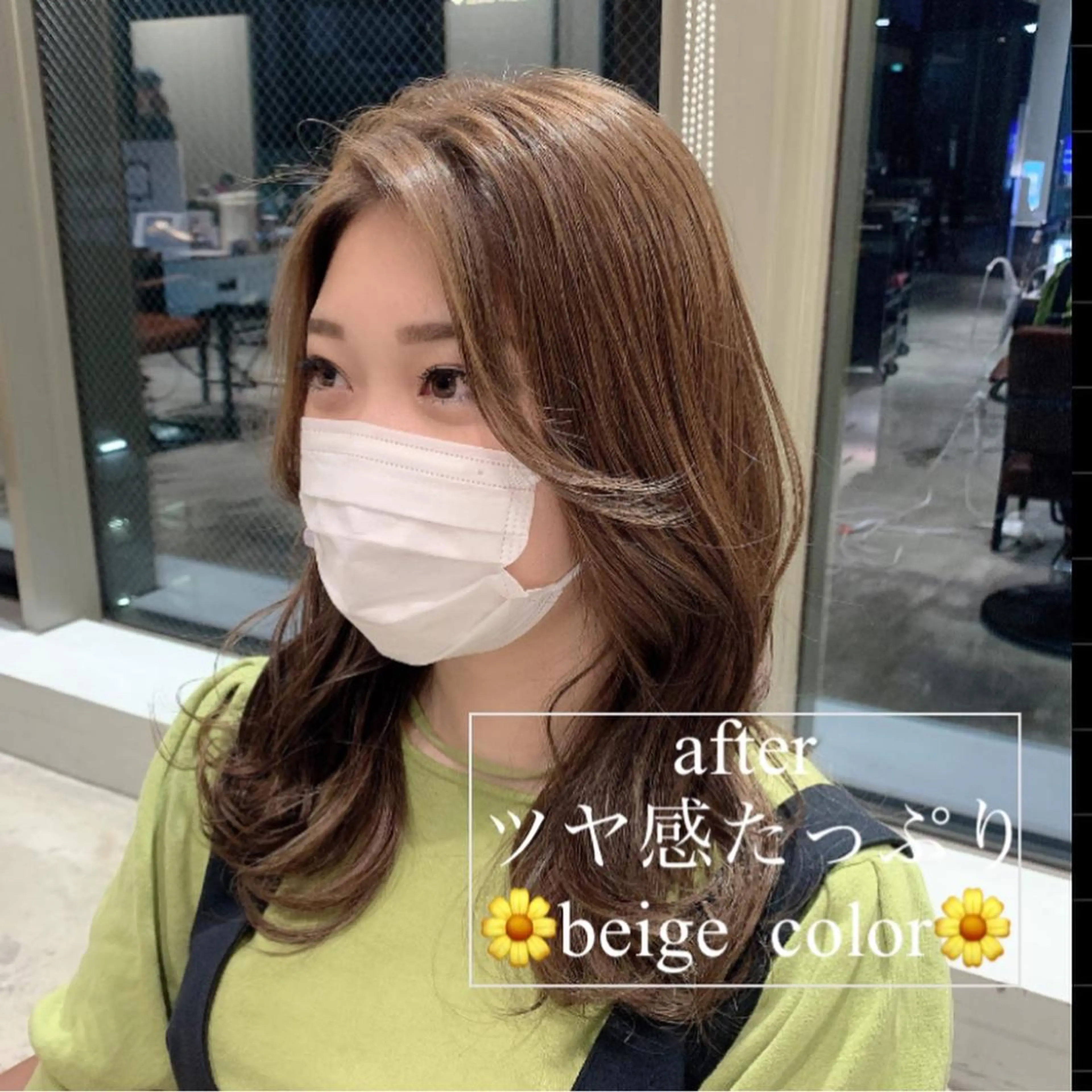 セミロング カラー 韓国ヘア♡ 顔まわりカットayaのヘアスタイル