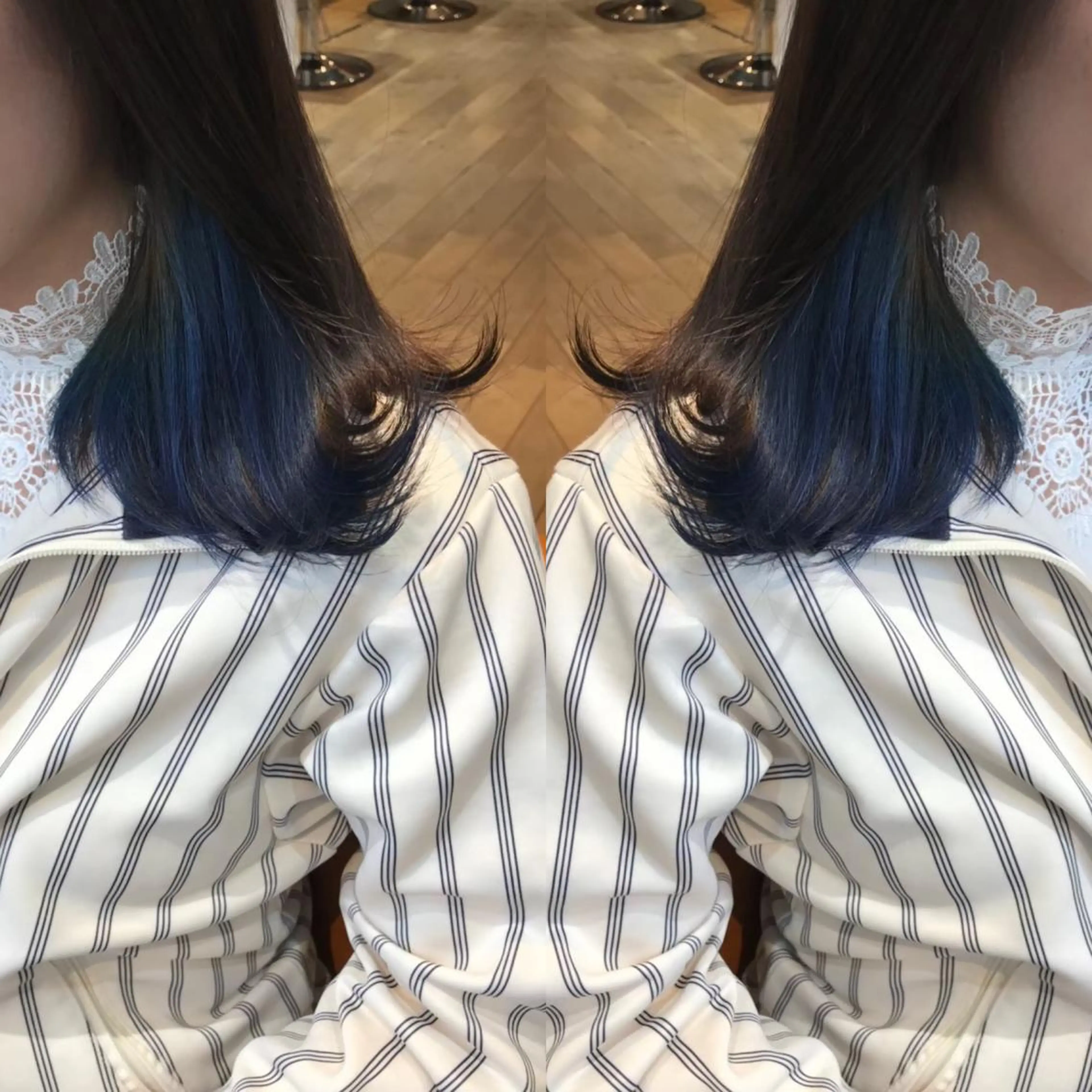 ミディアム カラー ブルーカラー 韓国風ヘア 韓国🇰🇷 ✂︎hair 内田愛のヘアスタイル